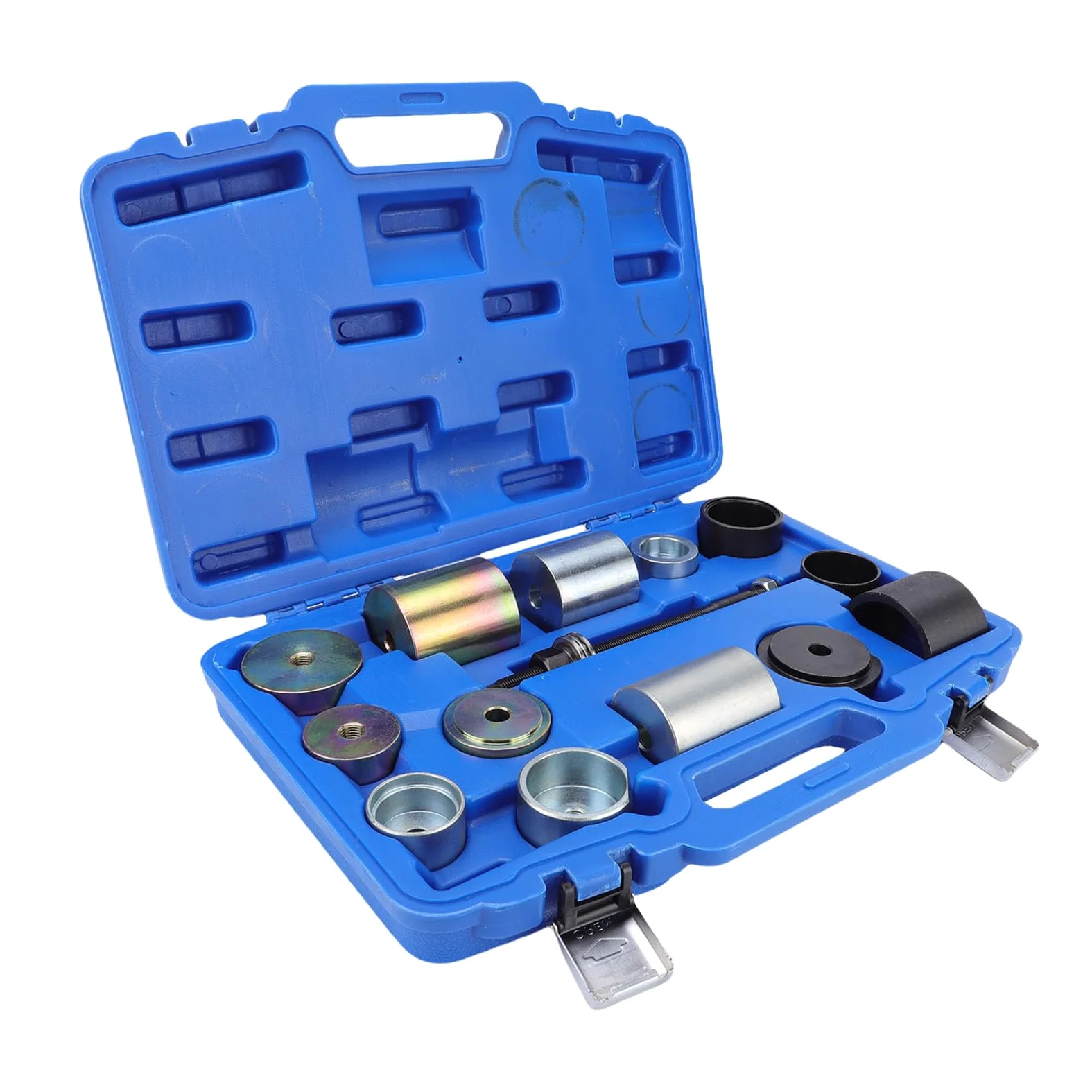 VGEBY Kit de Herramientas para Diferencial y Casquillo de Eje, Juego de Extractor de Cojinetes Silencioso de Acero Al Carbono, 14 Piezas con Varilla Roscada y Manguitos Adaptadores para Extracción