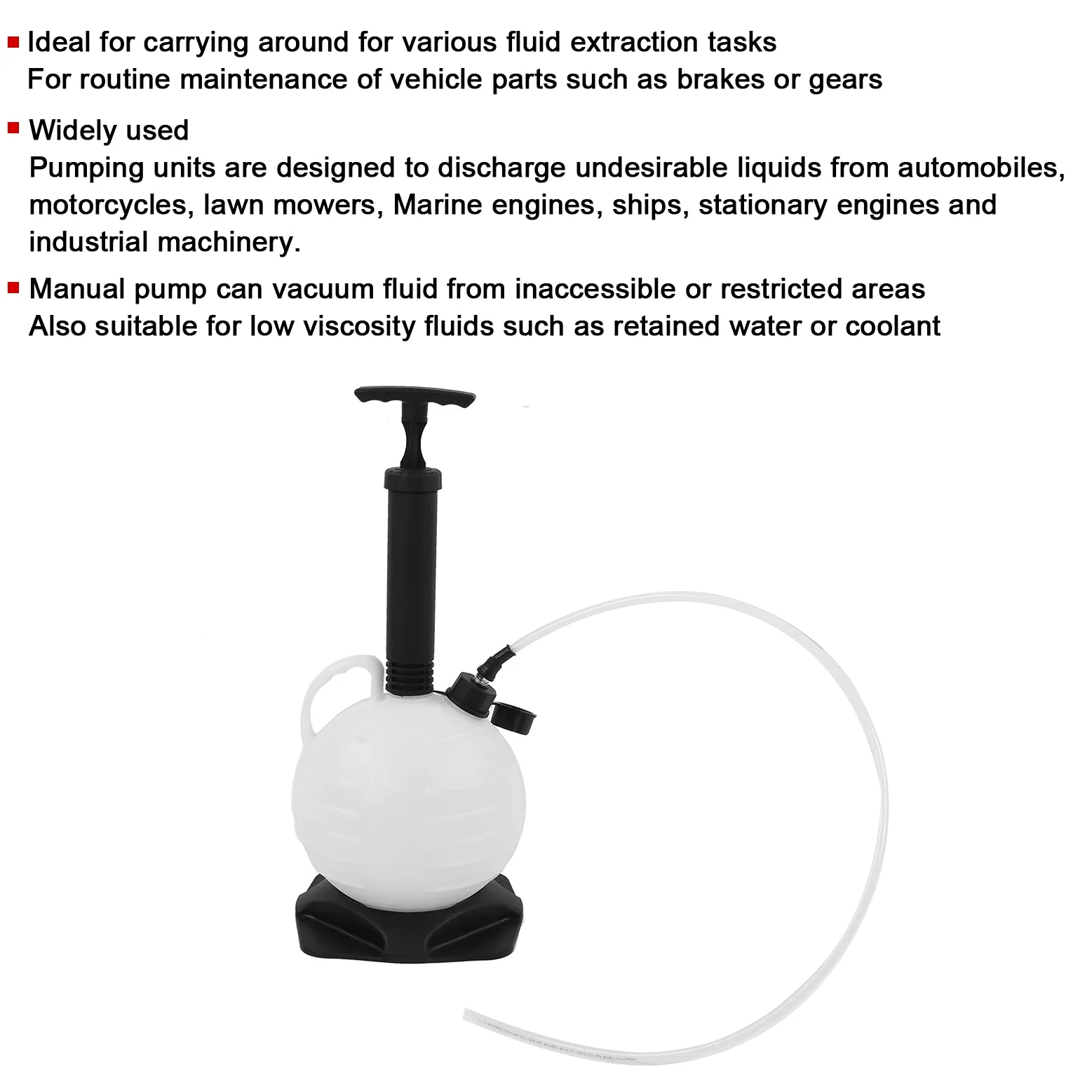 Extractor de aceite Torvex, bomba de fluido de vacío compatible con cortacésped de césped de motocicleta automática, bomba de aceite manual de 6L, bomba de extracción de fluido de