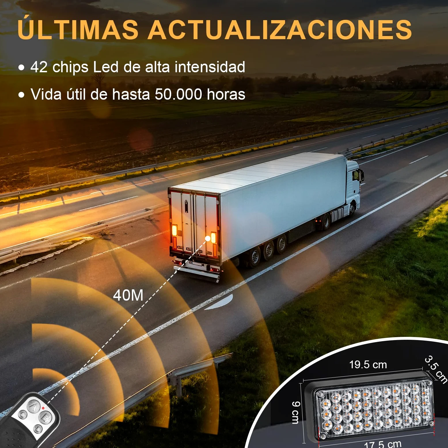 Dinfu LED faro giratorio batería, luz de advertencia amarillo 12V imán inalámbrico 12v luz amarilla led intermitente con 5 modos estroboscópicos intermitentes para coche camión tractor coche camión