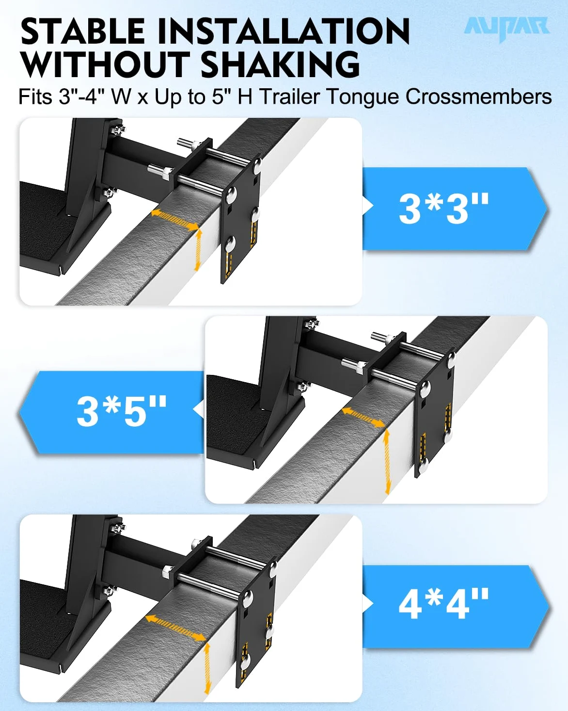 Escalones de remolque de barco, escalones de lengüeta de remolque resistentes con asa, ajuste universal para 3 x 3 pulgadas, 4 x 4 pulgadas y 3 x 5 pulgadas (3 escalones, banda de rodadura | Superficie antideslizante, capacidad de 450 libras
