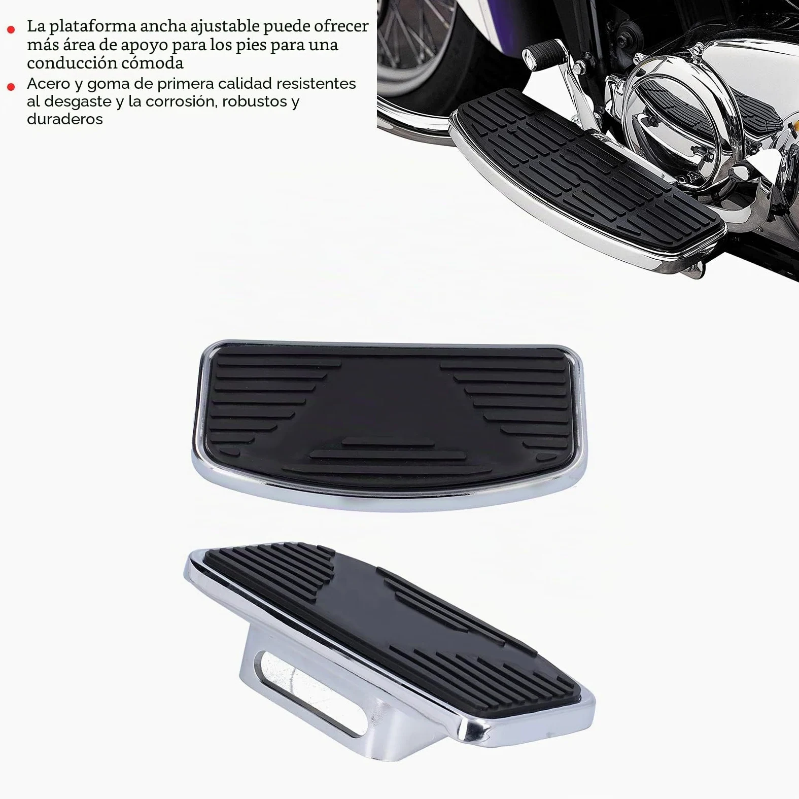 Reposapiés de pedal para motocicleta, 2 reposapiés anchos ajustables para VTX1300 VTX1800