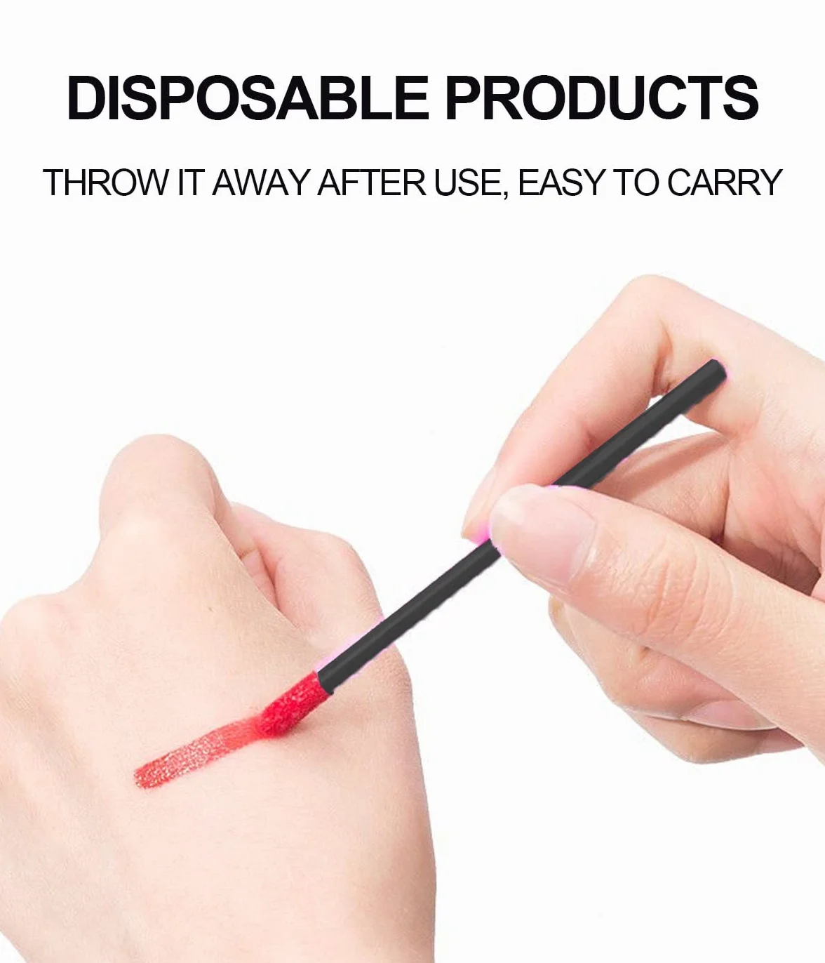 WeddHuis Desechables Pincel Labios Maquillaje Bastoncillos Pintalabios Kit 200 Piezas Negro Halloween Navidad