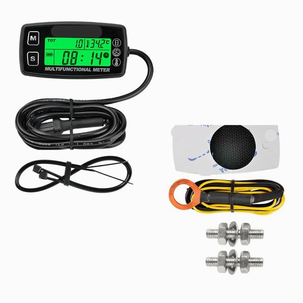 Odómetro Tablero Tacómetro Digital Medidor de Horas Reseteable Termómetro Temperatura Motocicleta Inductivo para Barcos Motor Gas Marina ATV