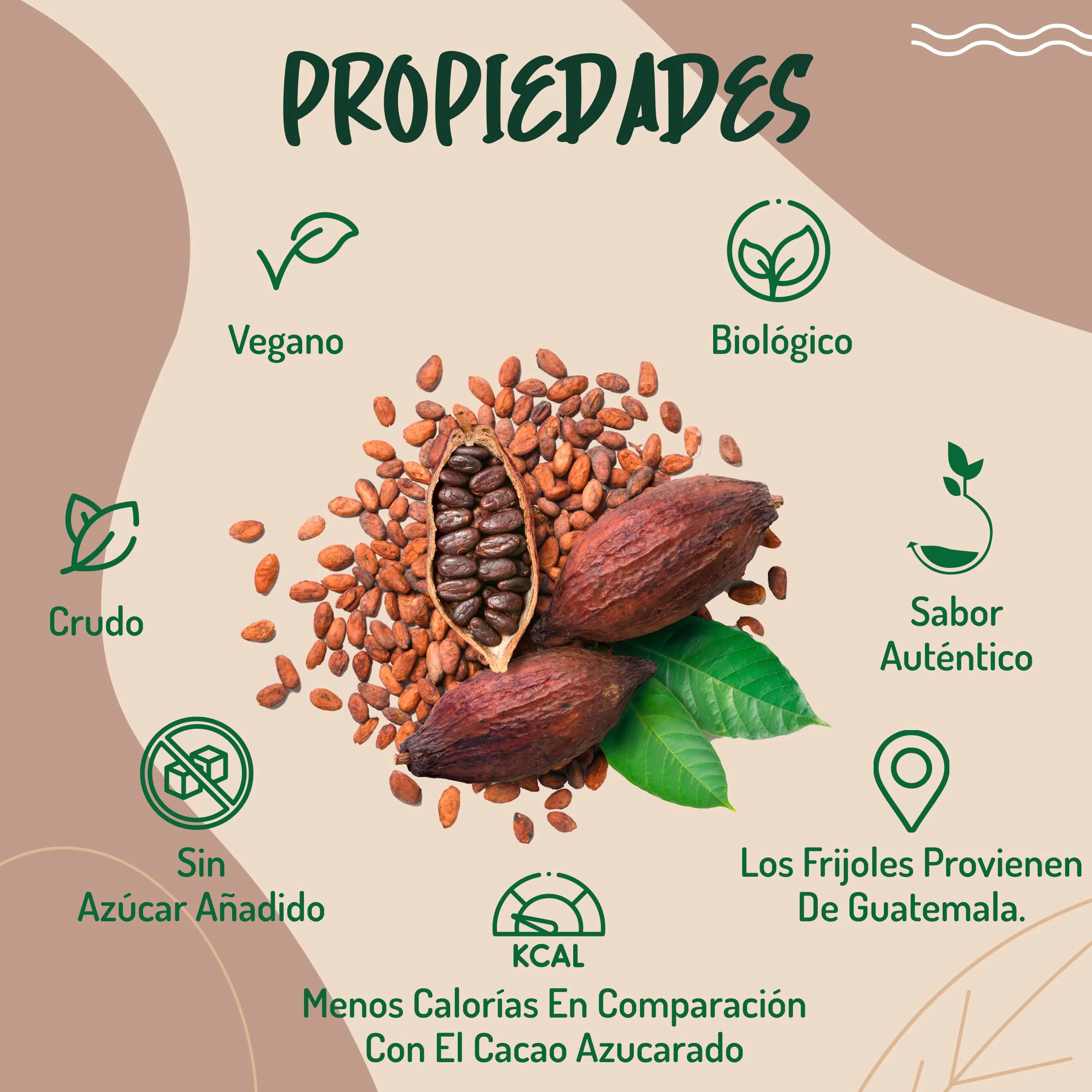 Granos de Cacao Crudo Orgánico 250g - Cacao Puro de Guatemala, Grano o Nibs 100% Natural