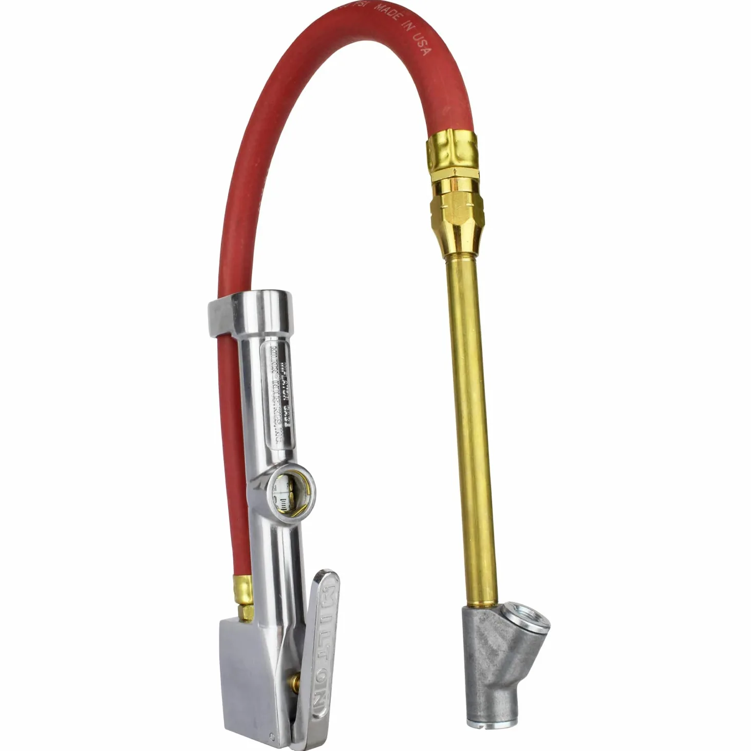Milton (S-516) medidor de inflador de neumáticos de pie recto – manguera de 15 cm, roscas de bloqueo