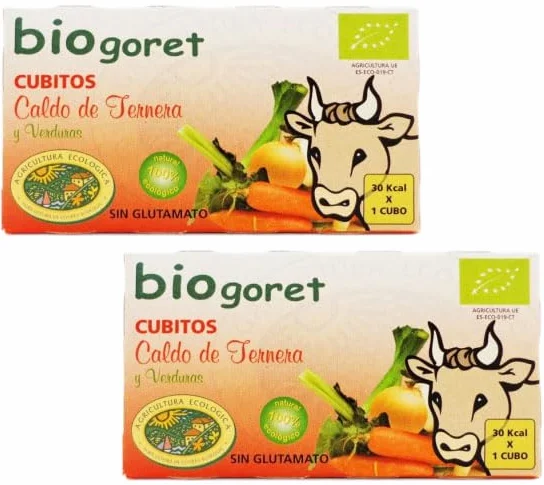 Bio Cubitos de Caldo de Ternera con Verduras 66 g Pack 2x (132 g) Ecológico Sin Glutamato