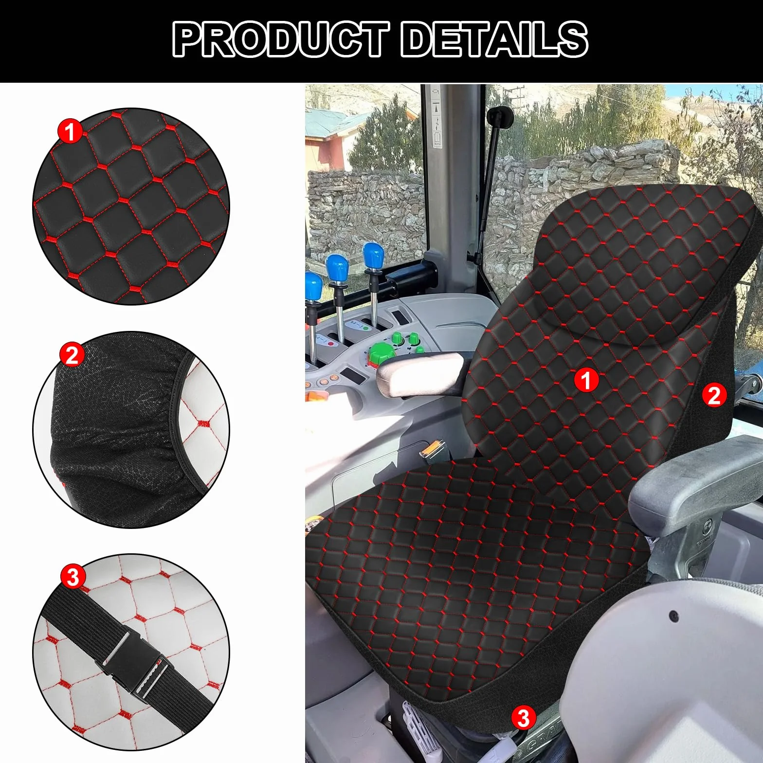 Funda de Asiento de Tractor Resistente para Tractores de Gabinete con Reposacabezas, Funda de Asiento de Carretilla Elevadora