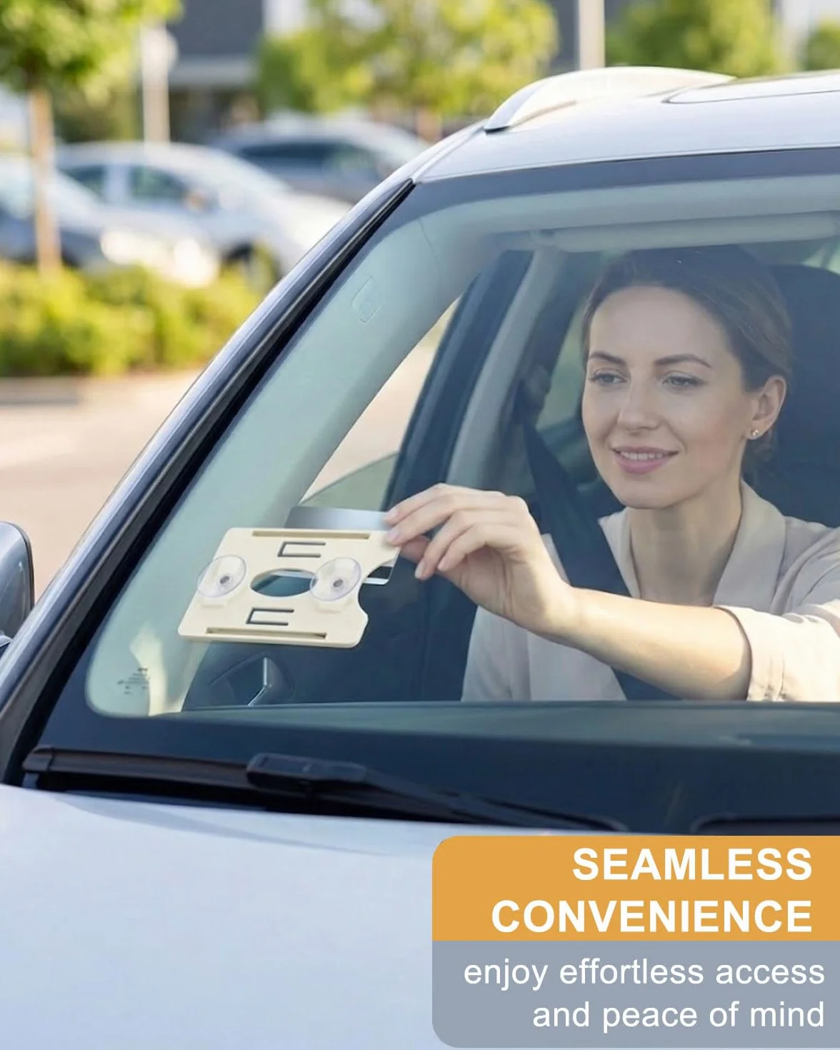 1 pieza Soporte de Tarjeta con Ventosa Gestión Vehículo Organizador de Permisos de Estacionamiento Titular de Tarjeta Rfid Pack,soporte de tarjetas para coche con ventosa (blanco)