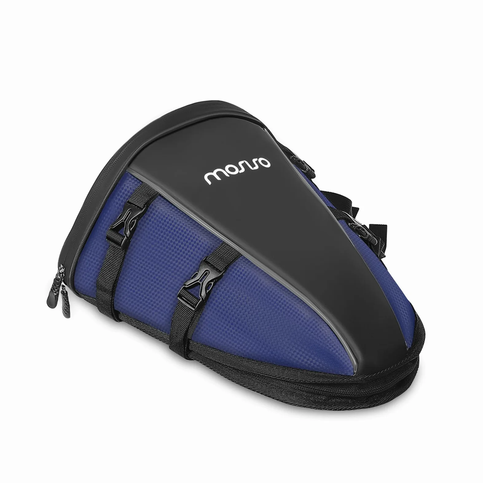 MOSISO Motocicleta Trasera Bolsa Multifunción Impermeable Poliéster Almacenaje Sillín Bolsa, 10L Exterior Deportes Moto Asiento Trasero Luz Tanque Bolso Portaherramientas con Bandolera,Azul Marino