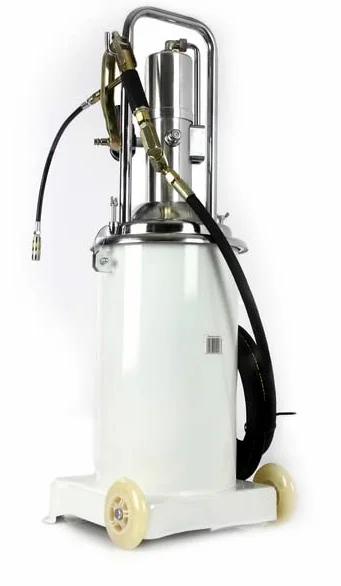 Engrasador neumático de barril contenedor de 15 litros lubricante lubricante lubricante aceite de plataforma cable 4m pistola desplazamiento ruedas