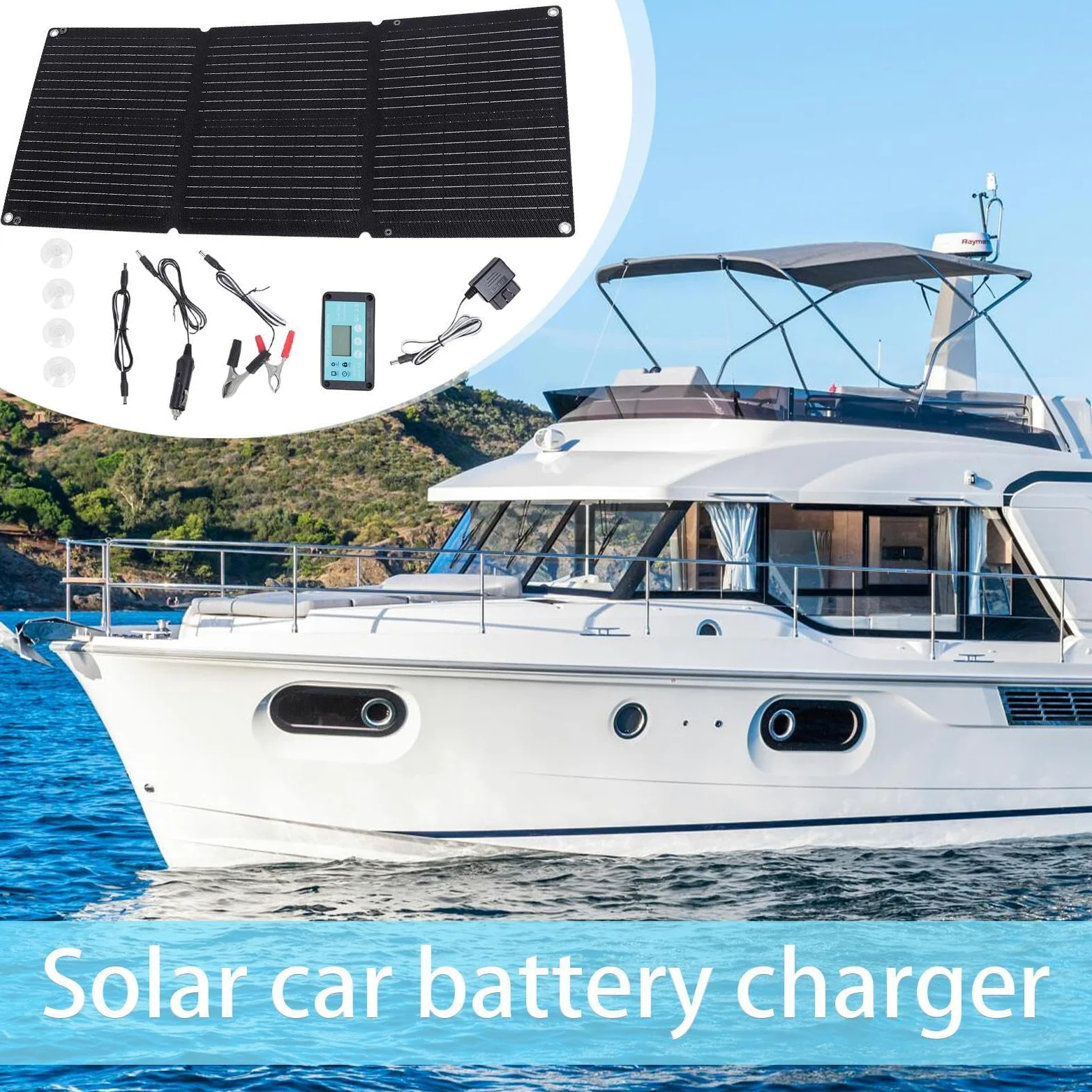 Cargador solar de batería de coche – Cargador de panel solar de 200 W, generador de batería, plegable, flexible, mantenedor automático de 12 a 24 V para viajes al aire libre, coche, vehículo, camión