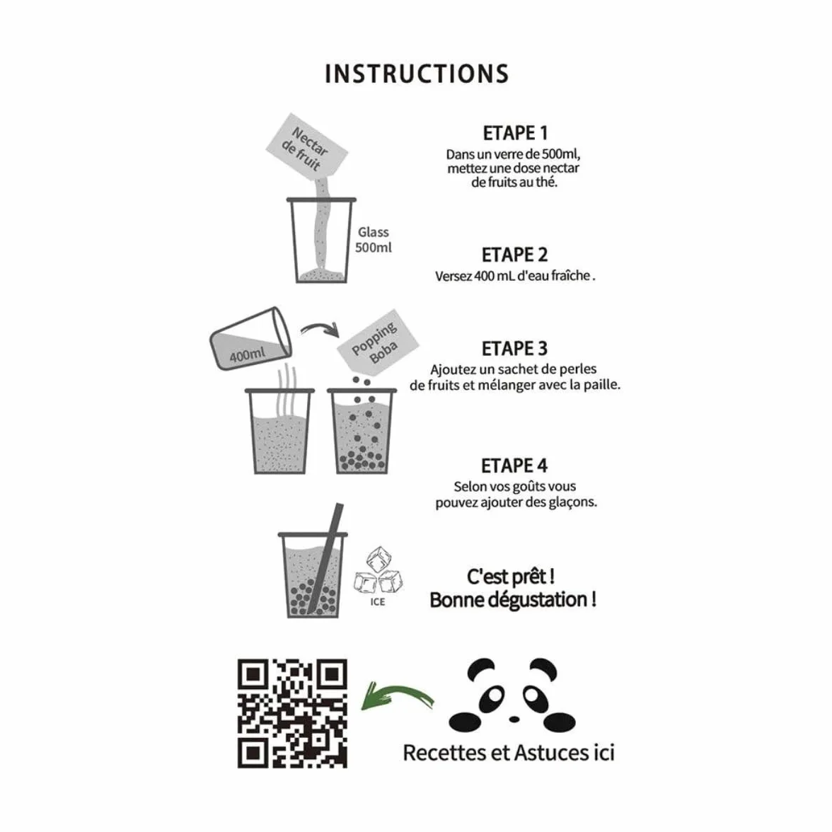 Kit de Bubble Tea MiruMiru - Perlas de Manzana Verde y Néctar de Fresa con Té de Jazmín - Kit Casero para Hacer Bebidas con Pajitas
