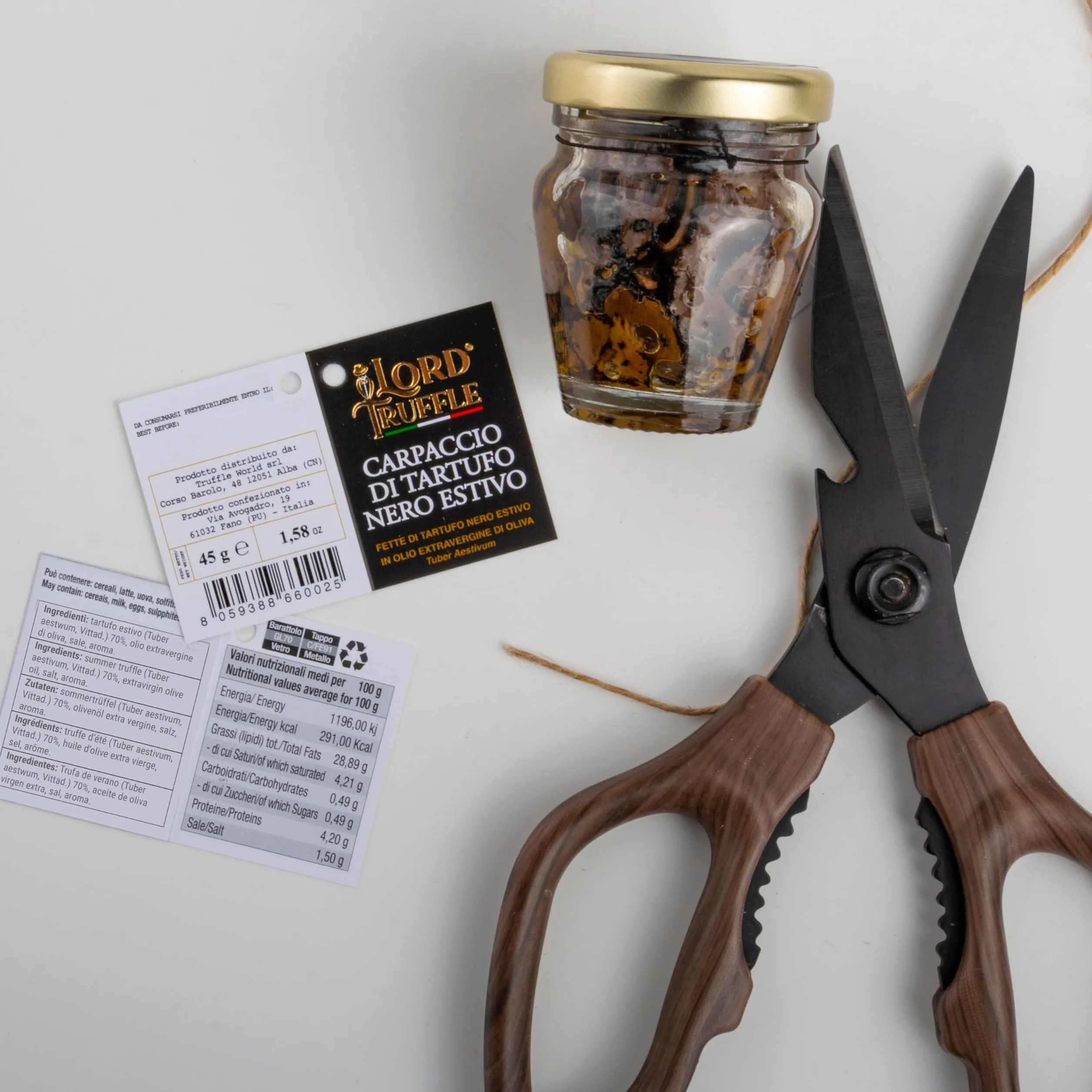 Lord Truffle Tartar de Trufa Negra Pura de Verano 45g, Condimento Gourmet Italiano
