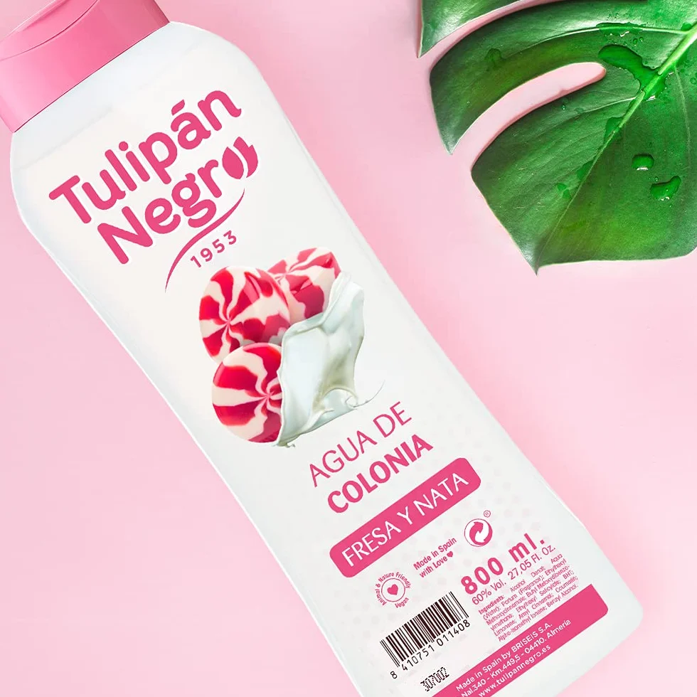 Tulipán Negro Agua de Colonia Fresa y Nata 800 ml Fragancia Dulce Cremosa Unisex