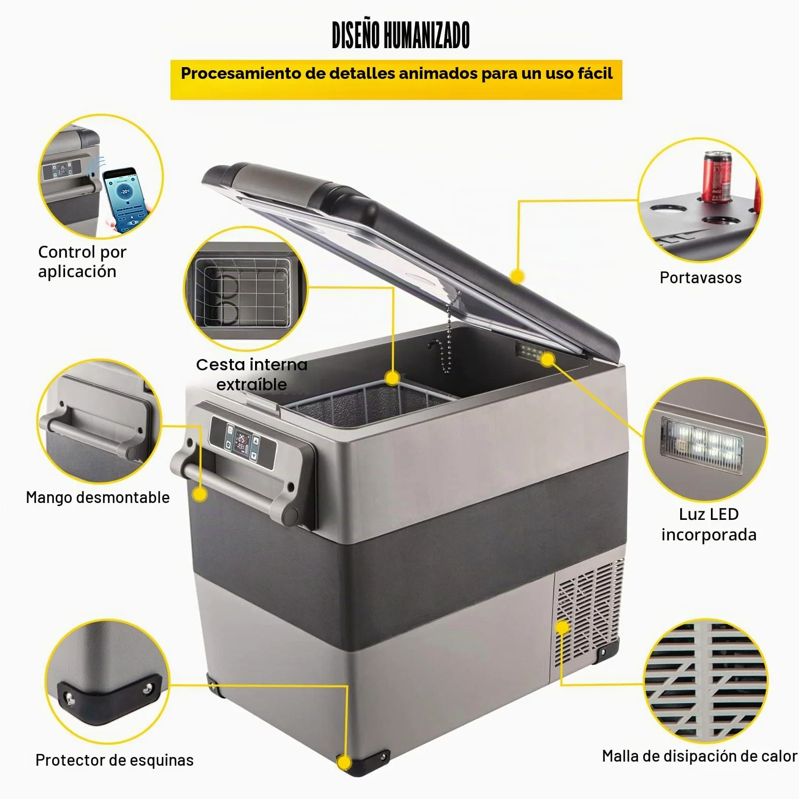 VEVOR Refrigerador para Coche 55 L Mini Caja del Congelador Caja Fresca Mini Frigorífico Coche Mini Nevera -20 a 20 ℃ para Camping Caravanas Picnics Festivales