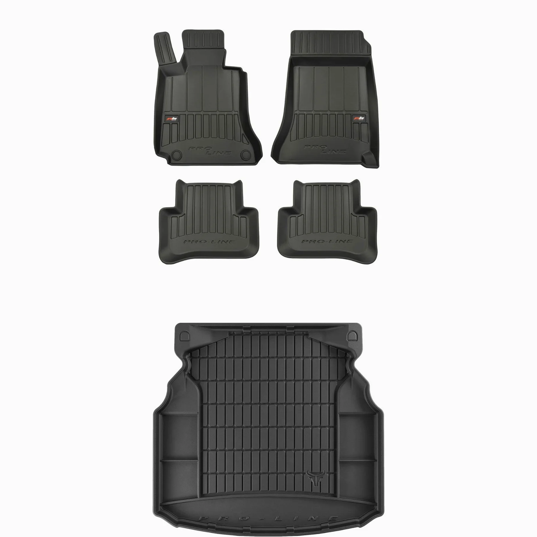 FROGUM ProLine 3D Un Juego de Alfombrillas de Goma para Coche y cubeta Maletero exclusivas Alfombras para Mercedes-Benz Clase C W204 2007-2014 | Los Bordes más Altos