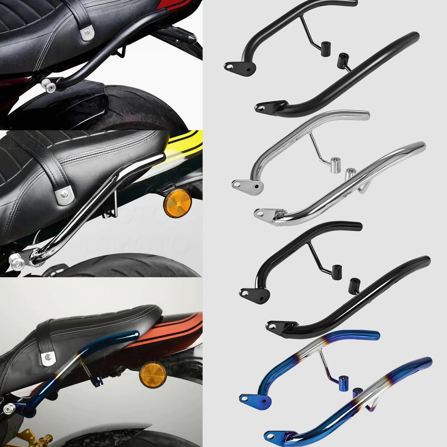WOOGA Asidero Trasero Asiento Manija de mano Carril para Ka&wa&sa&ki Z900RS Z 900RS Z 900 RS/Cafe/SE 2018-2026 Accesorios de motocicleta Asiento Trasero Socio Estante Estante (Negro Brillante)
