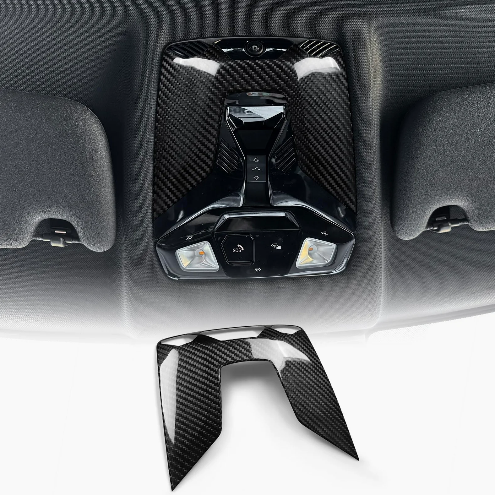 KUNGKIC Para 2025 2024 Mini Cooper F65 F66 U25 Accesorios Fibra de carbono duro Coche Delantero Luz de lectura Marco Interior Piezas de automóvil Regalo
