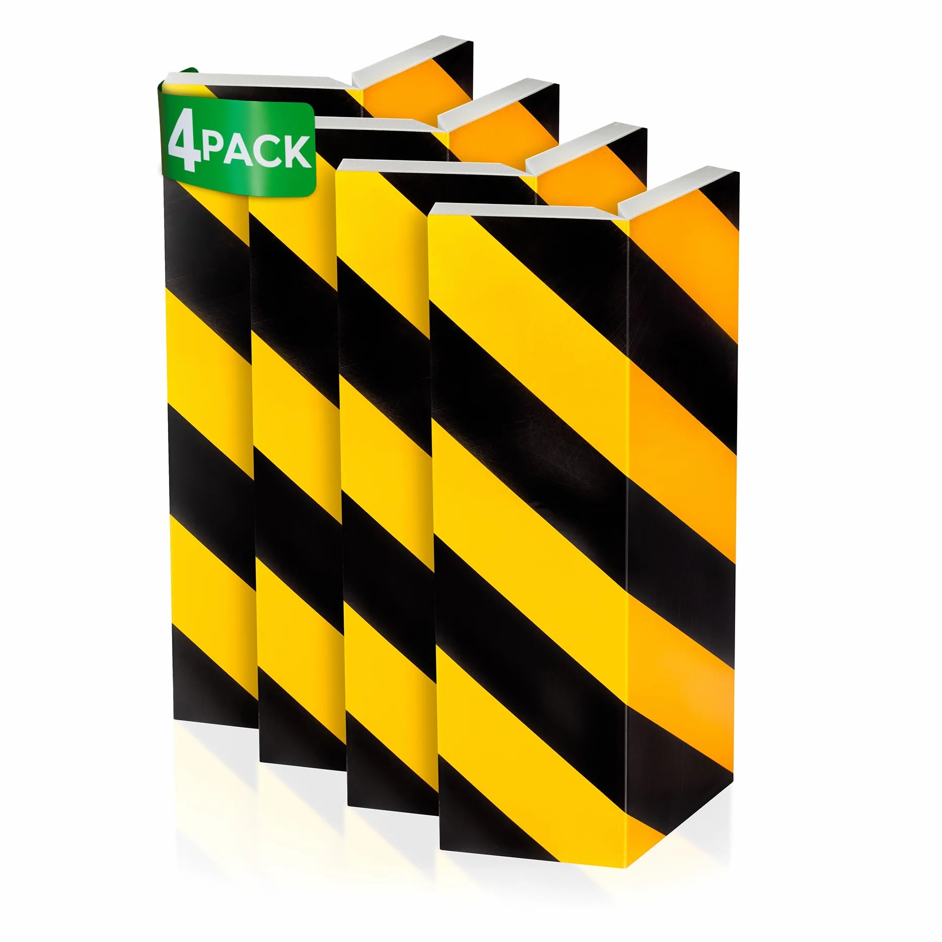 NURADA Protector Columnas Garaje. 4 Unidades. Protector Pared Garaje. Protección Espuma Adhesiva Columnas Cuadradas. Goma Puertas Garaje/Parking. Arañazos Coche, 40x20x2cm (Reflectante Amarillo)