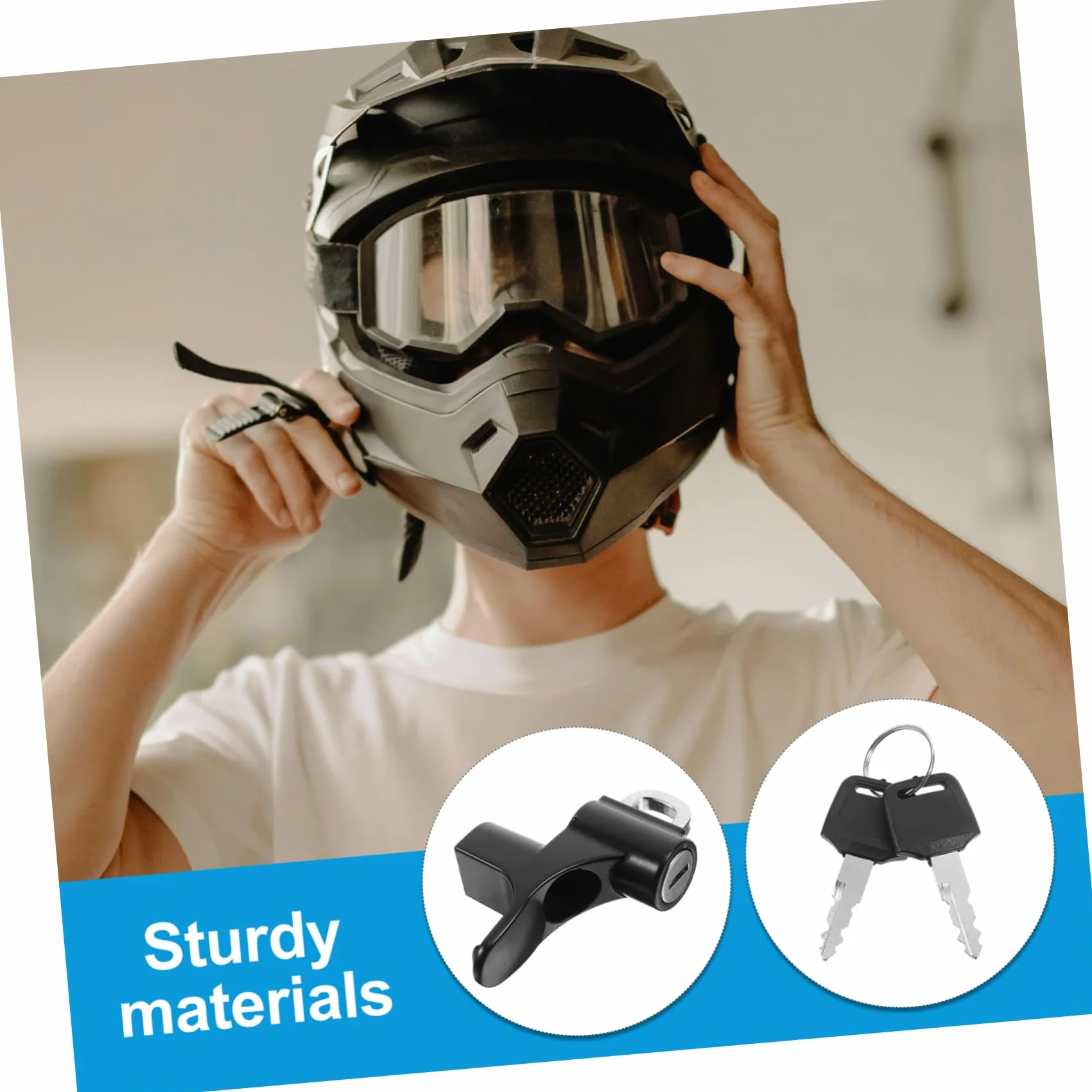 Vaguelly Candado para Casco de Moto Negro de Aleación de Aluminio, Cerradura Antirrobo Fiable Fijación Segura para Scooter y Accesorios de Casco
