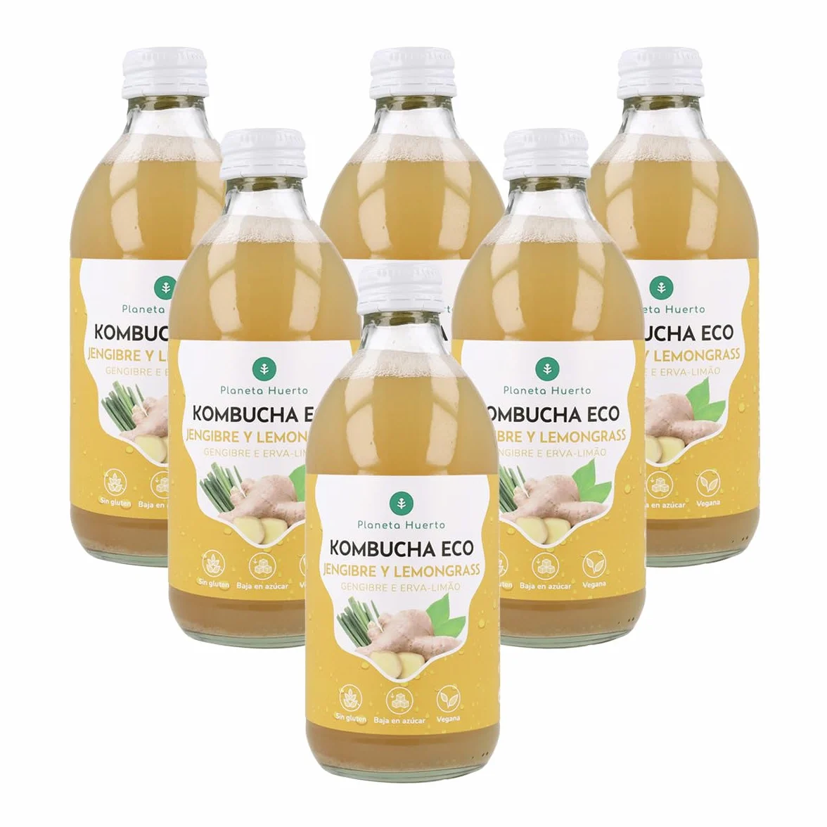 Pack 6x Kombucha ECO Jengibre y Lemongrass 330 ml