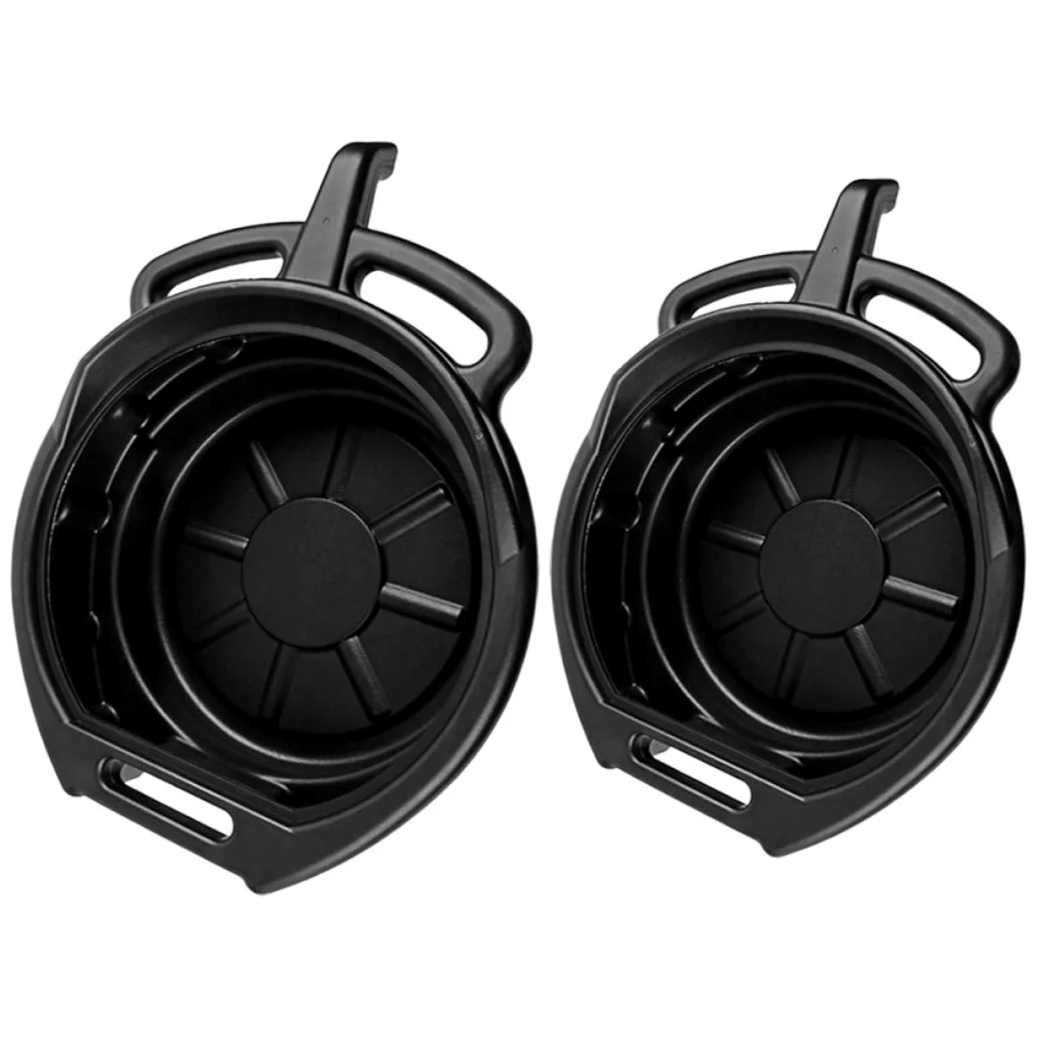 2 Bandejas Recolectoras para Aceite de Motor de 10l y 15l en PE Negro, Fáciles de Almacenar Instalación Simple para Mantenimiento de Coches y Motos