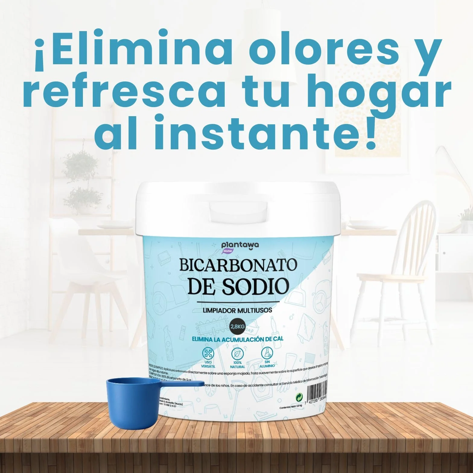 PLANTAWA Bicarbonato de Sodio 2,8kg Polvo Multiusos para Limpieza del Hogar Alta Pureza