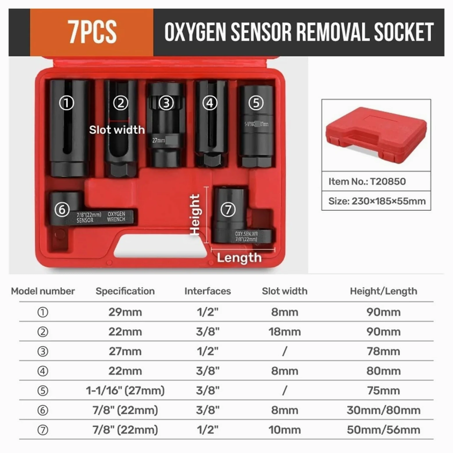 Sensor Óxido Nitrógeno Partículas PM 3/5/7/10 Piezas Universal O2 Oxígeno Sensor Lambda Llave De Vaso Herramienta Removedor Kit De Herramientas De Extracción