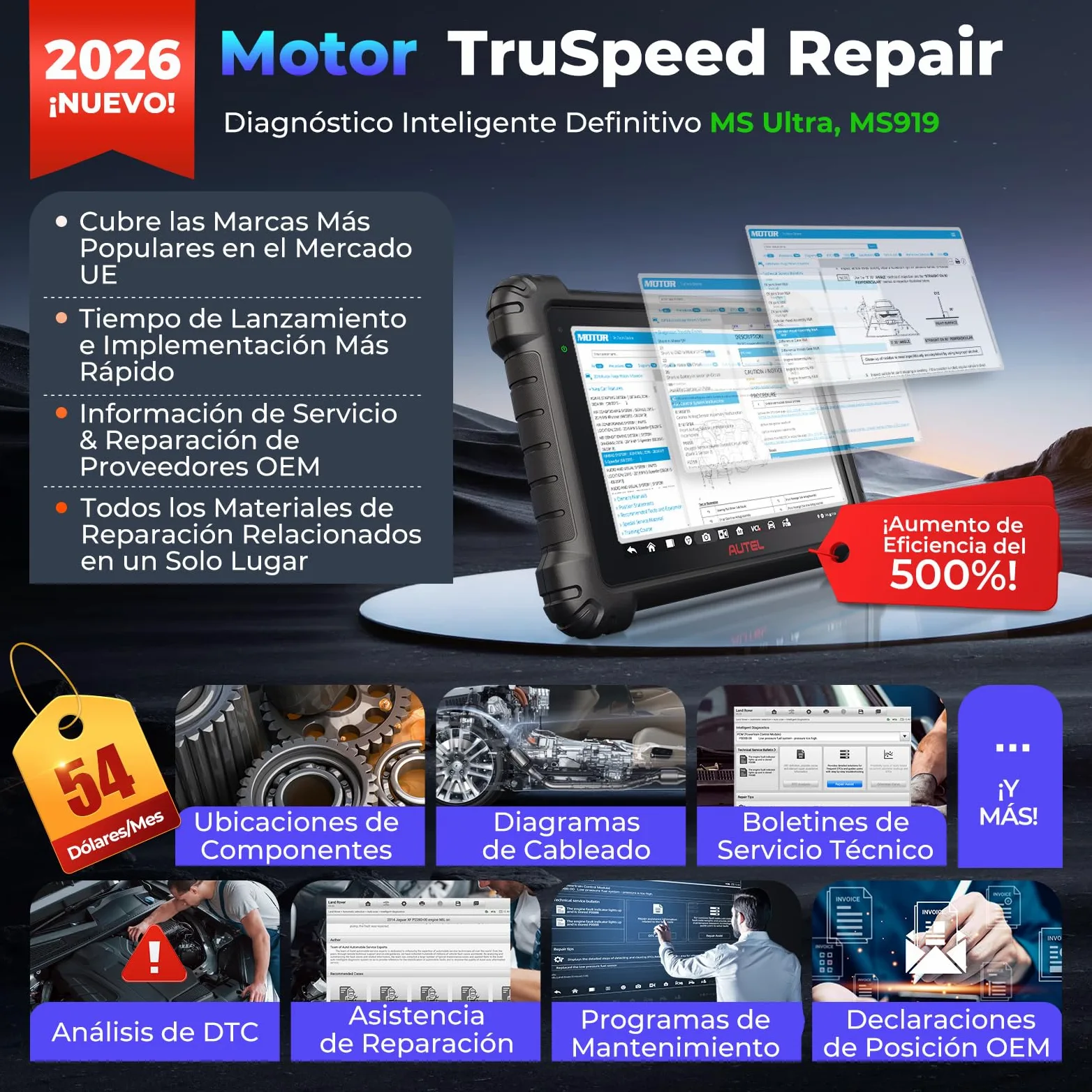 Autel MaxiSYS MS909 OBD2 Diagnosis Coche Multimarca,Inteligente | Actualización Elite II PRO/MS908S PRO II, programación ECU J2534, 40+ servicios, 3000+ pruebas activas, CAN FD DoIP