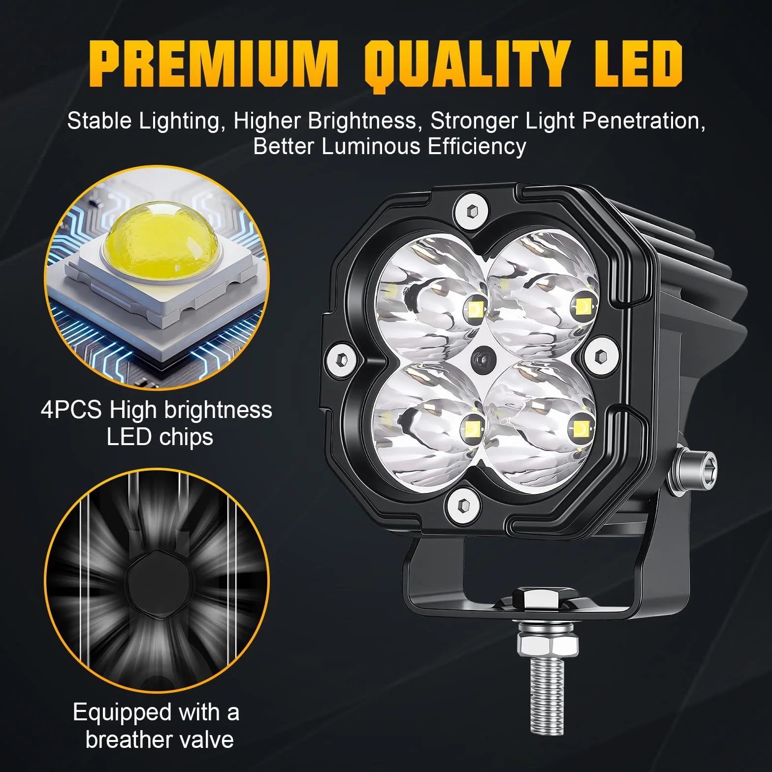 RIGIDON 2 Pcs Mini faros trabajo led, 3 pulgadas 30W 3000LM Focos Led Tractor 12V 24V Spot lámpara trabajo para 4x4 Coche Camión Barco Off Road ATV UTV SUV 4WD Todoterreno, 6000K Blanco