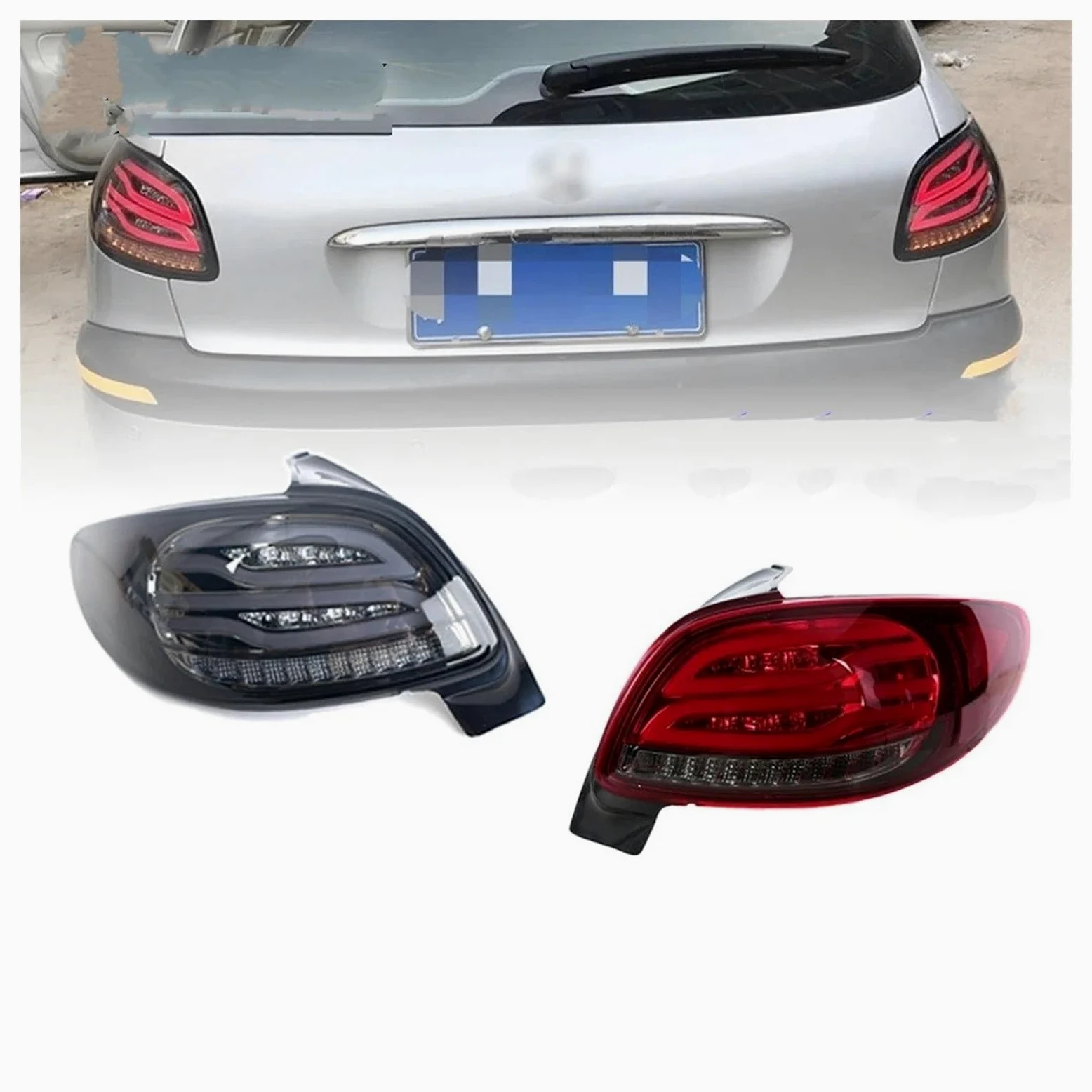 Faros Traseros Para Peugeot 206 2004-2008 2 Luces Traseras LED Lámpara DRL Freno Marcha Atrás Antiniebla Conjunto De Para Coche Plug And Play Piloto Trasero Coche(Light Black)