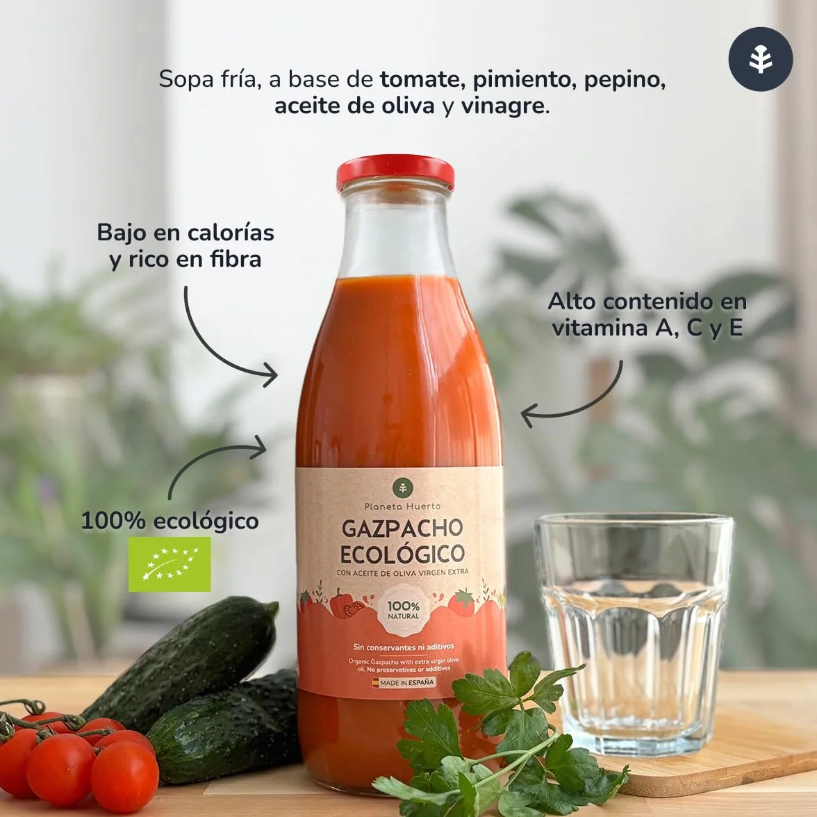 Pack 3x Gazpacho Tradicional Ecológico 1L – Gazpacho andaluz con AOVE, bajo en calorías