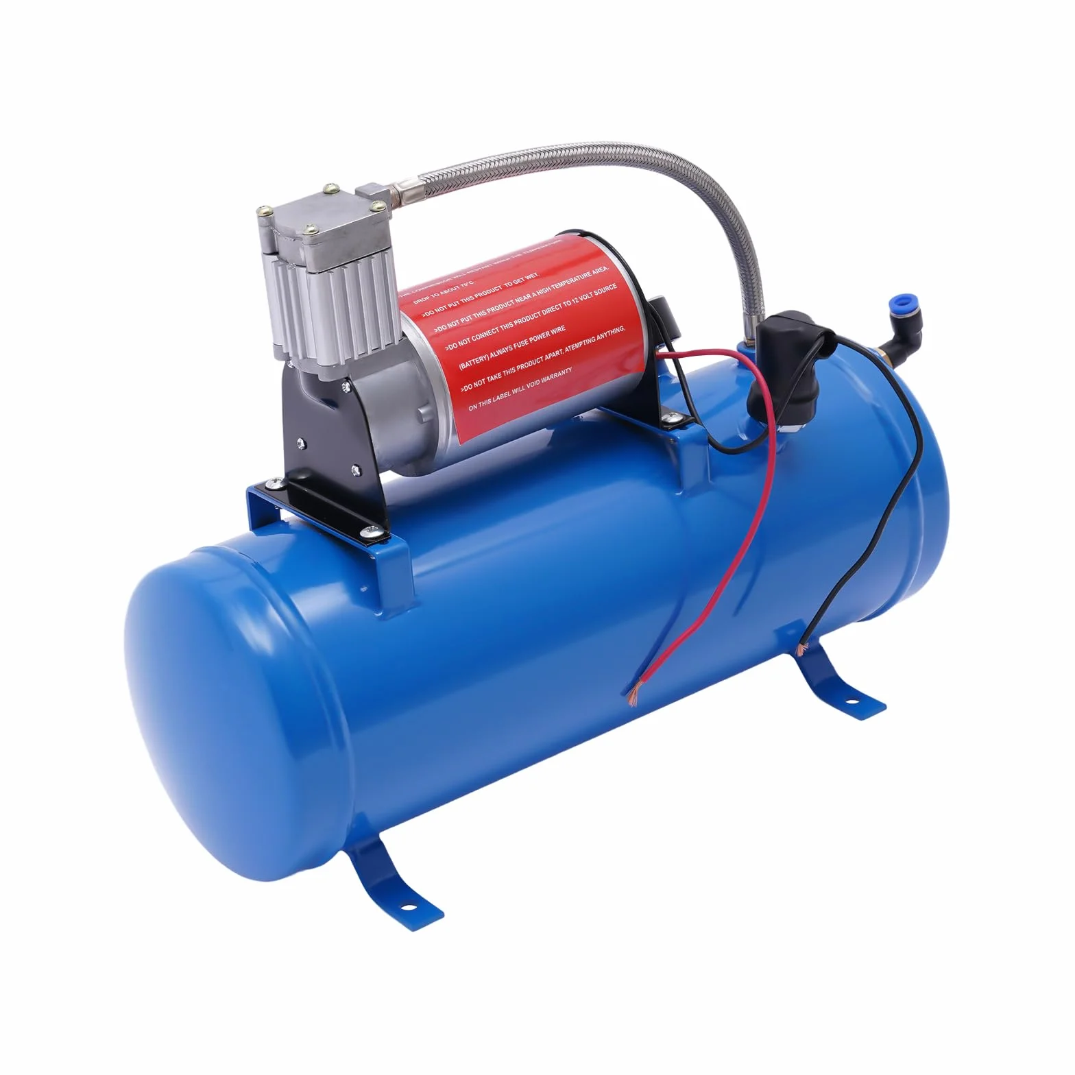 Compresor de Aire Portátil 6L 150 PSI 12V con Manómetro Integrado | Kit Trompetas de Aire Horn con Avisador Acústico Neumático Inflado Rápido Neumáticos Coche Corte Automático 8 Bares