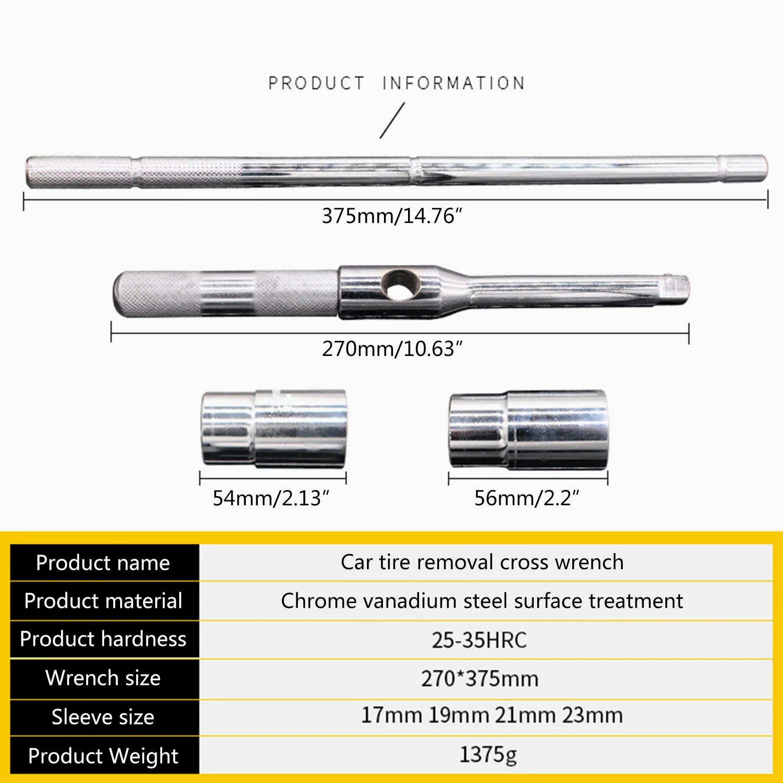 Llave de rueda para llave cruzada para soporte de rueda cruzada, herramienta de reparación de ruedas de coche para reemplazo de neumáticos de coche, juego de llaves de rueda de 17-23 m