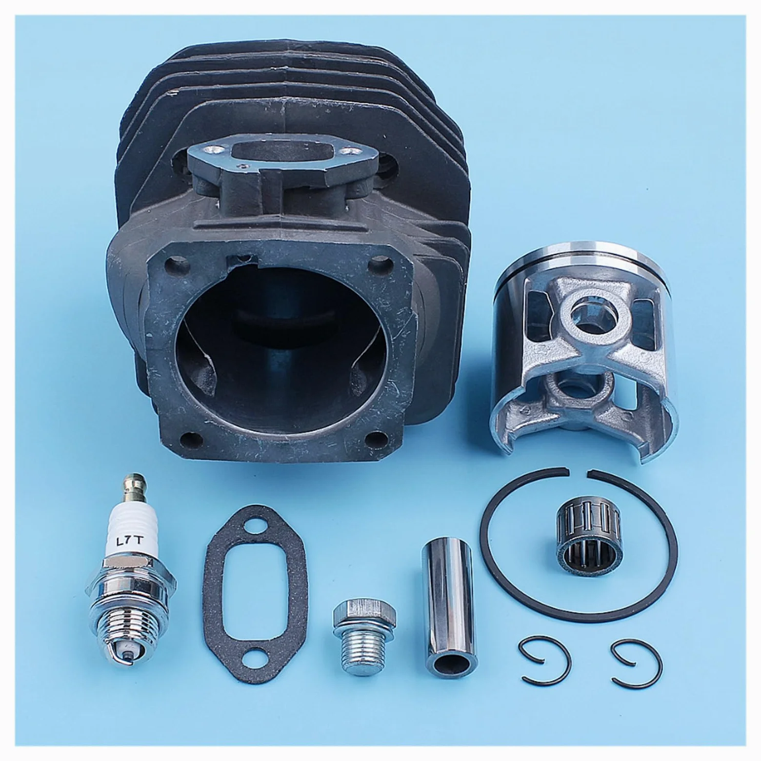 Pistón de Cilindro de 48mm, Kit de cojinete de Pasador de 12mm for Husqvarna 262XP 262 261, Piezas de Repuesto de Junta de Escape recubierta de Motosierra