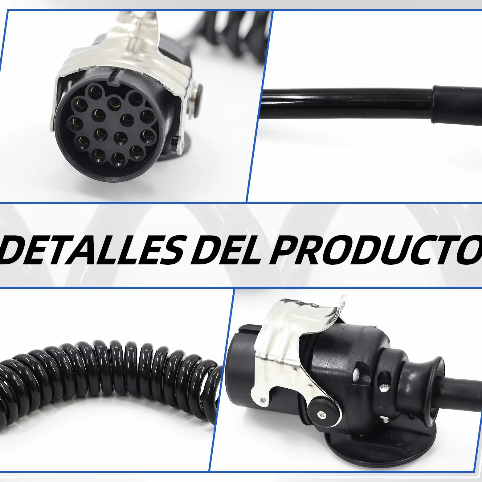 Carrete de cable de 15 pines de 24 V para remolques de camiones pesados, vehículos comerciales, semirremolques, cable adaptador específico de 15 pines