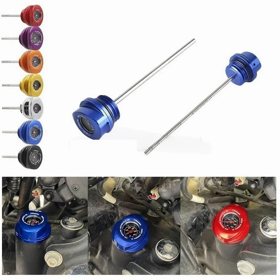 Accesorios Para Motocicletas Varilla Medición Temperatura Aceite Varilla Medición De Aceit Motor Tapa Del Tanque Con Indicador De Temperatura Del Generador Varilla(Yellow)