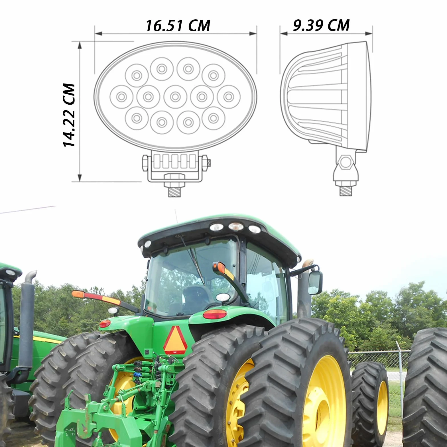 65W Faro de Trabajo Oval LED 12V/24V 6,5 Pulgadas para Tractor Compatible con Tractor John Deere Serie 7020-7030/8020-8030 / 8030T / IP67, 5200 lúmenes