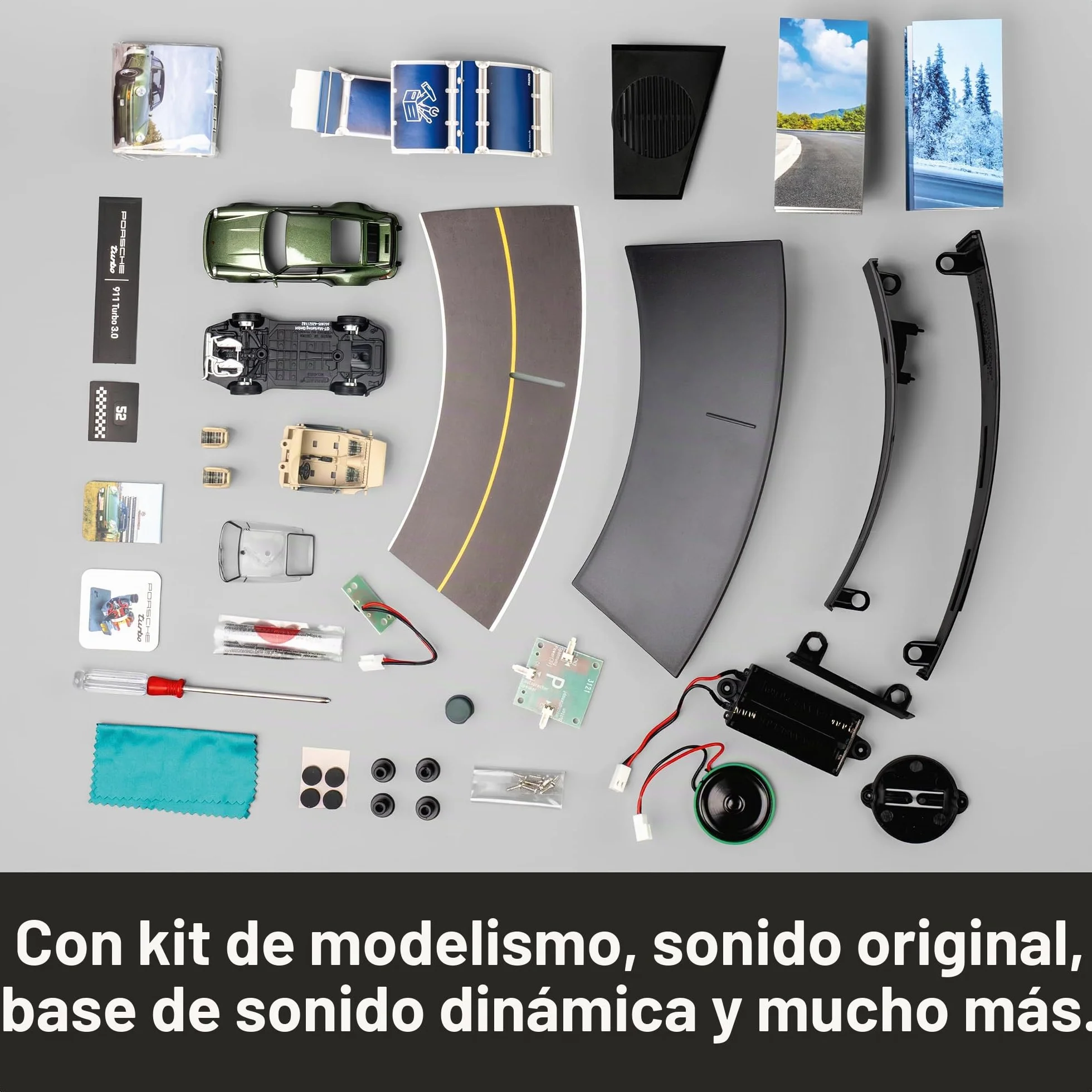 FRANZIS Calendario de Adviento Porsche 911 Turbo 67233 escala 1:43 módulo de sonido libro 52 páginas
