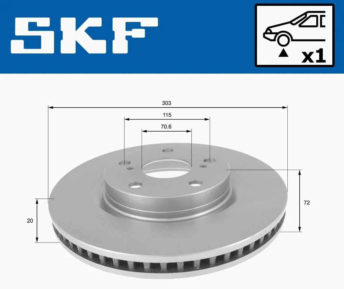 2x SKF Disco de freno Delantero Ø296mm Altura: 49,3mm Espesor: 28mm Corona de Agujeros - Ø: 114,3mm ventilación interna VKBD 80129 V1 Compatible con TOYOTA RAV 4 III ACA3, ACE, ALA3, GSA3, ZSA3