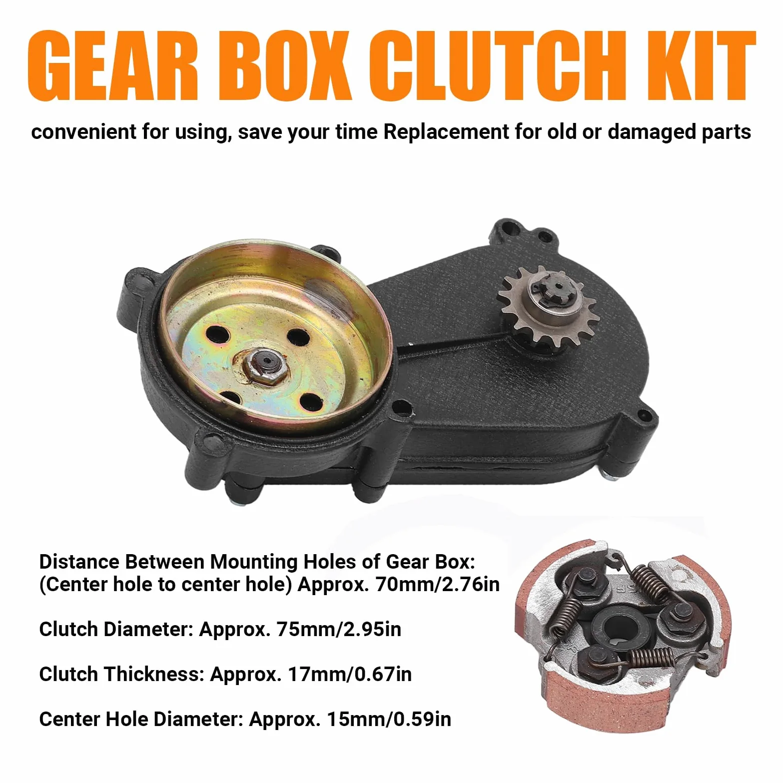 Juego de carcasas de embrague para máquina todoterreno, caja de embrague, caja de tambor 14T, juego de embrague para 47 ccm 49 ccm Mini Pocket Quad Dirt Bike ATV piezas tambor de embrague