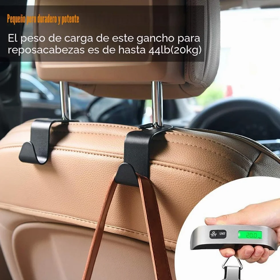 URAQT Ganchos para Asiento de Coche, 4PCS Gancho de Asiento Trasero de Coche, Ganchos para Reposacabezas de Coche, Negro Multifuncionales Accesorios Coche, para Bolsas, Monedero, Botellas de Agua