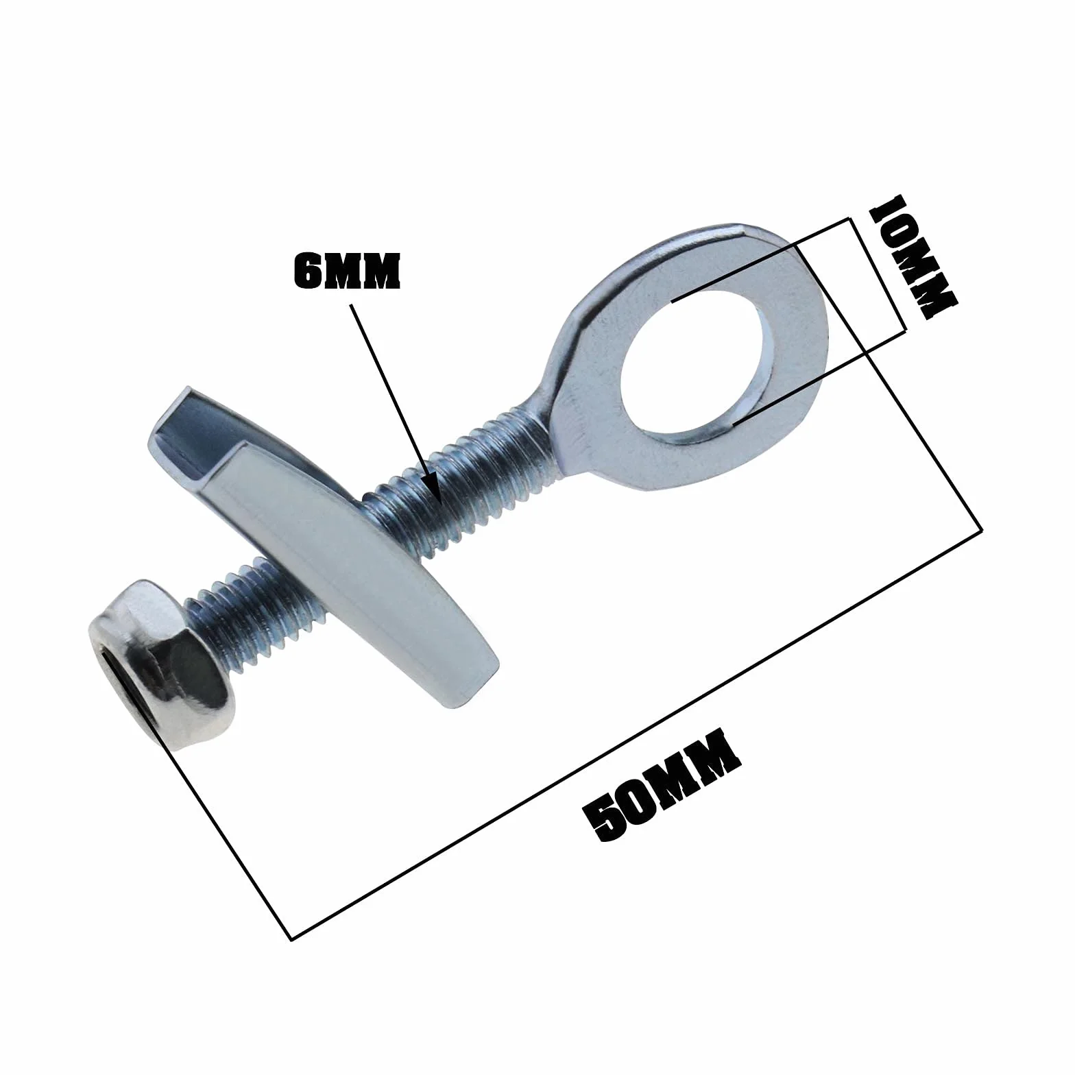 4 Piezas Ajustador Tensor de Cadena de de 10mm con Tuercas Antisuelto de Acero Plateado para Mini Moto Bicicletas de Carrera Motos de Cross Quads