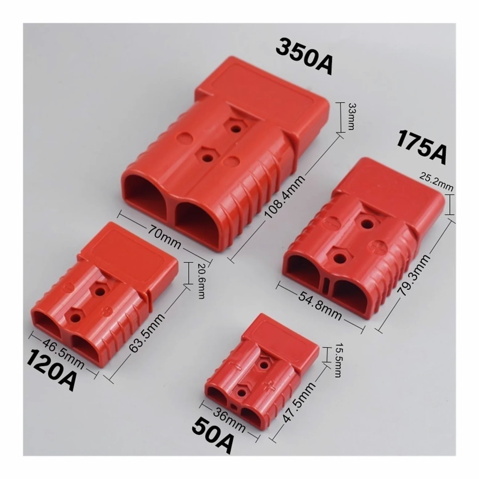 2Uds 50A 120A 175A 350A conector de carga de batería 600V enchufe de alimentación rápida de alta corriente for batería de coche eléctrico, CableSolar(2PCS grey 350A)