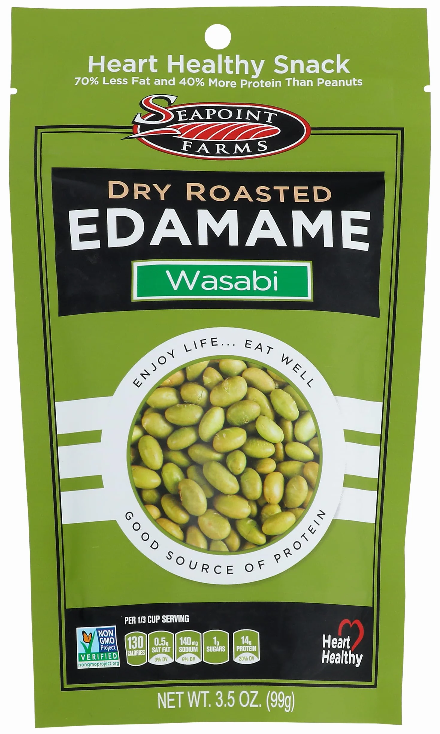 Seapoint Farms Edamame Dry Roasted Wasabi Low Fat 3.5 oz