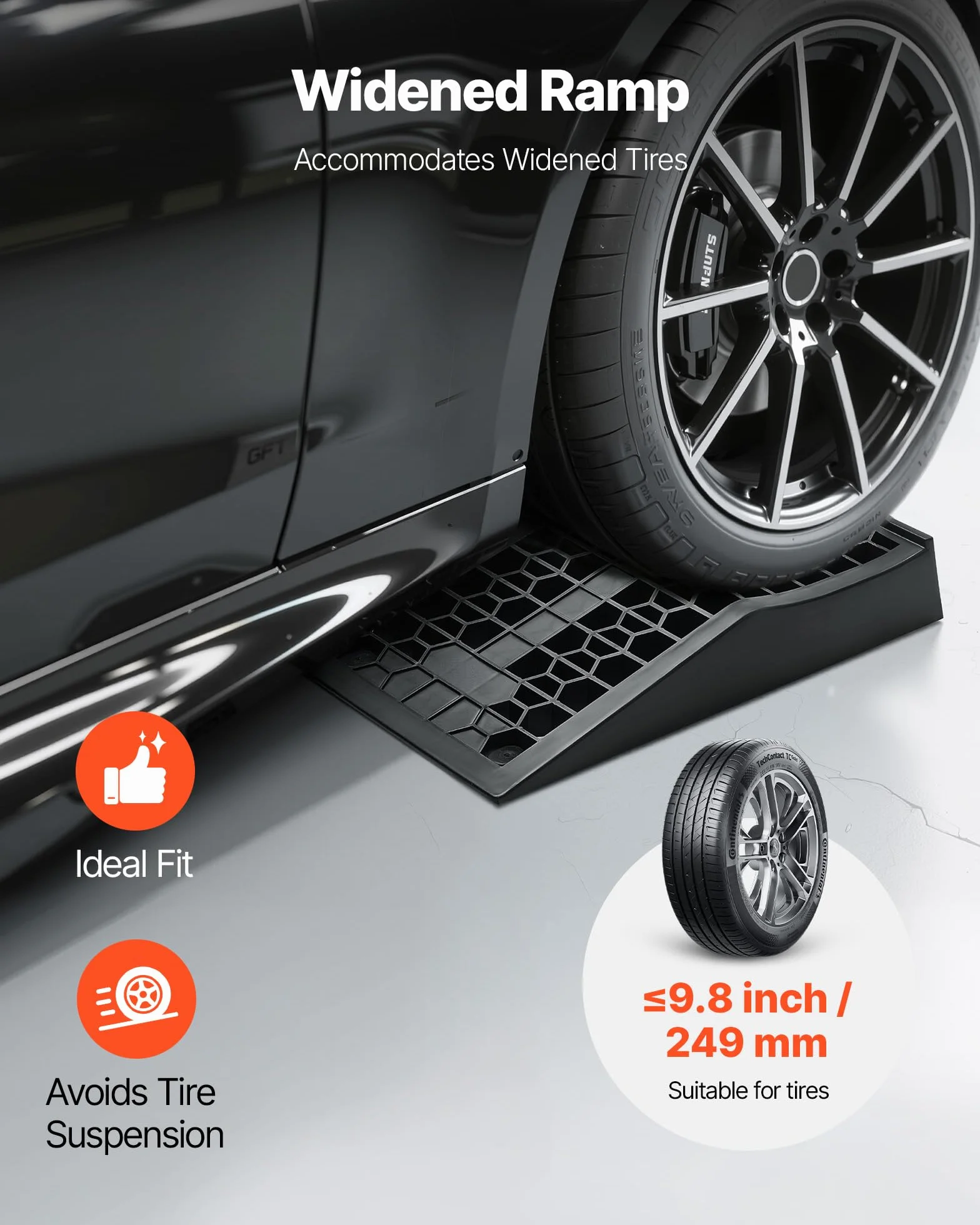 VEVOR Rampas para Coche, Portátiles y Planas, para Mantenimiento de Garajes, Cambio de Aceite y Reparación de Camiones, Capacidad de Carga 2268 kg, Ayuda para Carga, 443 x 249 x 83 mm, 2 uds