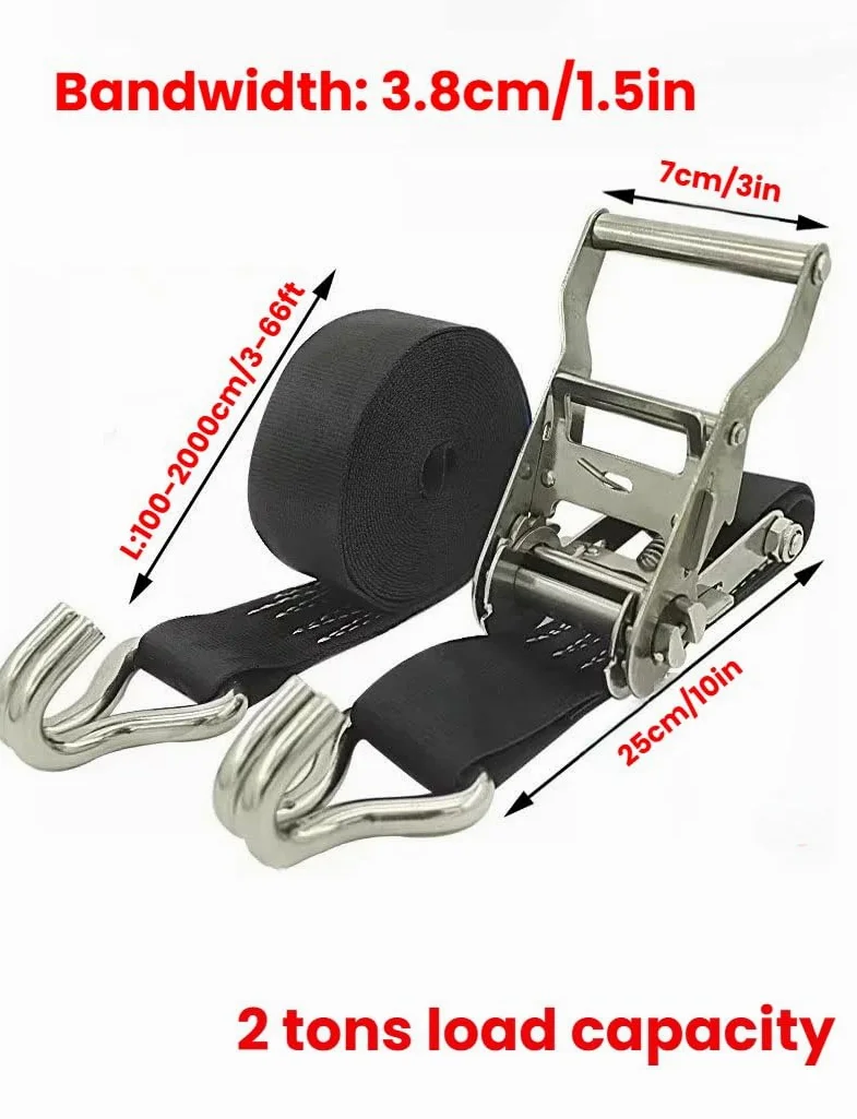 Correa de unión de Acero Inoxidable 304 con trinquete, Correa de Equipaje, Correas móviles de elevación Resistente for Carga y Transporte de Camiones(2000 cm/65.6 ft)