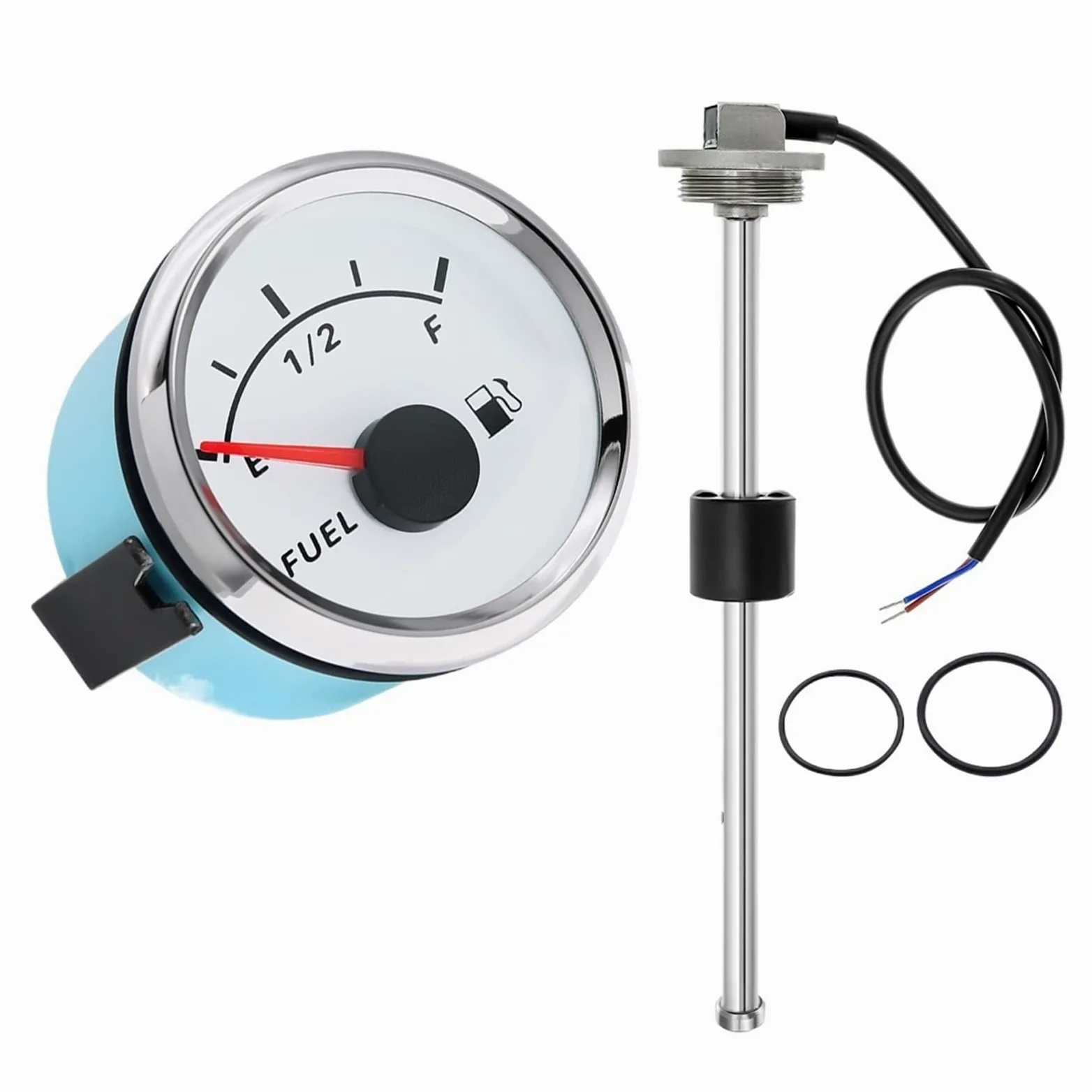 Indicador de nivel de combustible Indicador de nivel de combustible de tanque de líquido de aceite de 0-190ohm, indicador de nivel de combustible de 52MM con Sensor de nivel de combustible de 100MM, 1