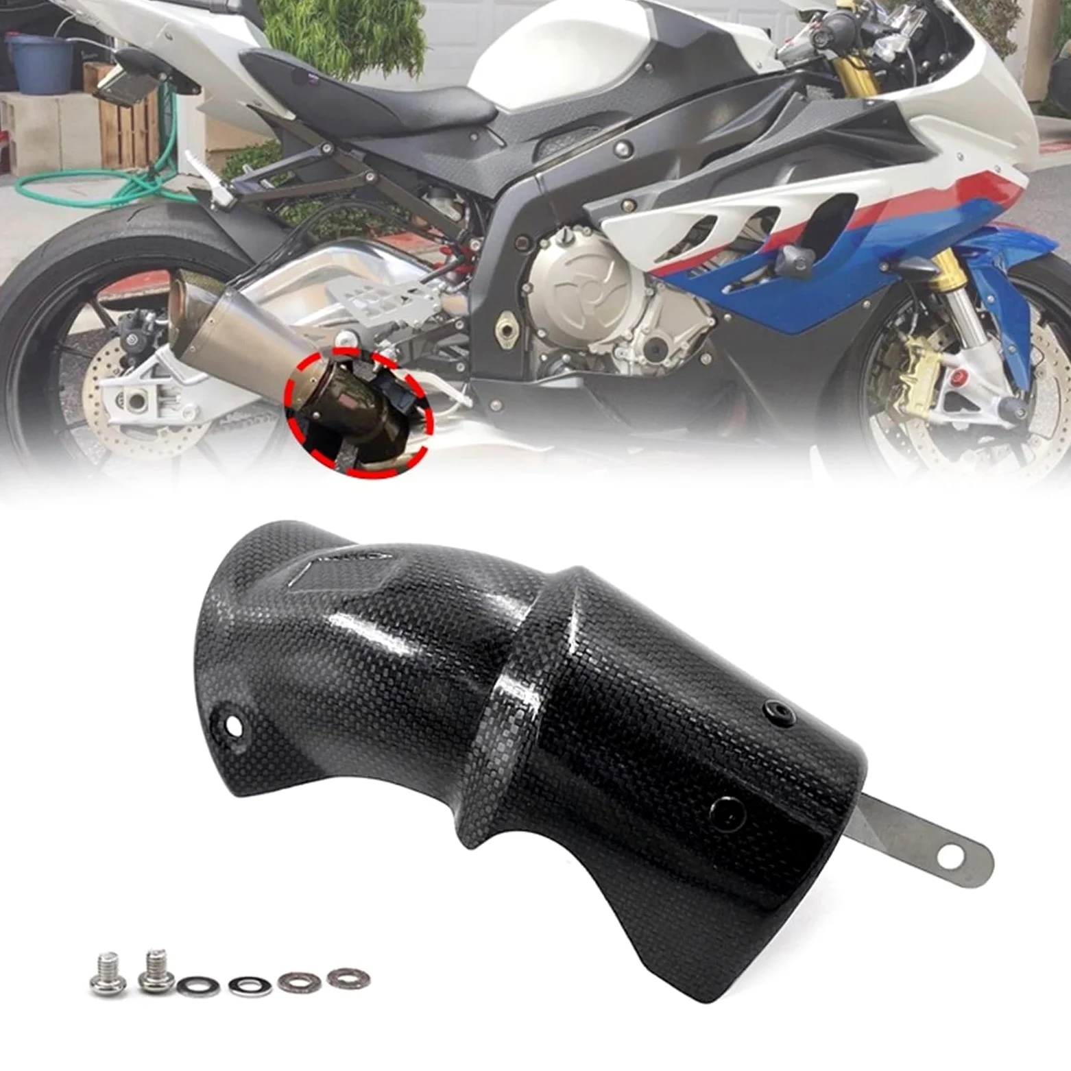 Deflectores de Calor para Escape Protector de Fibra de Carbono para Tubo de Escape de Motocicleta, Protector térmico, Compatible con BMW S1000RR, S1000R, R1200GS Motocicleta Tubo Protector