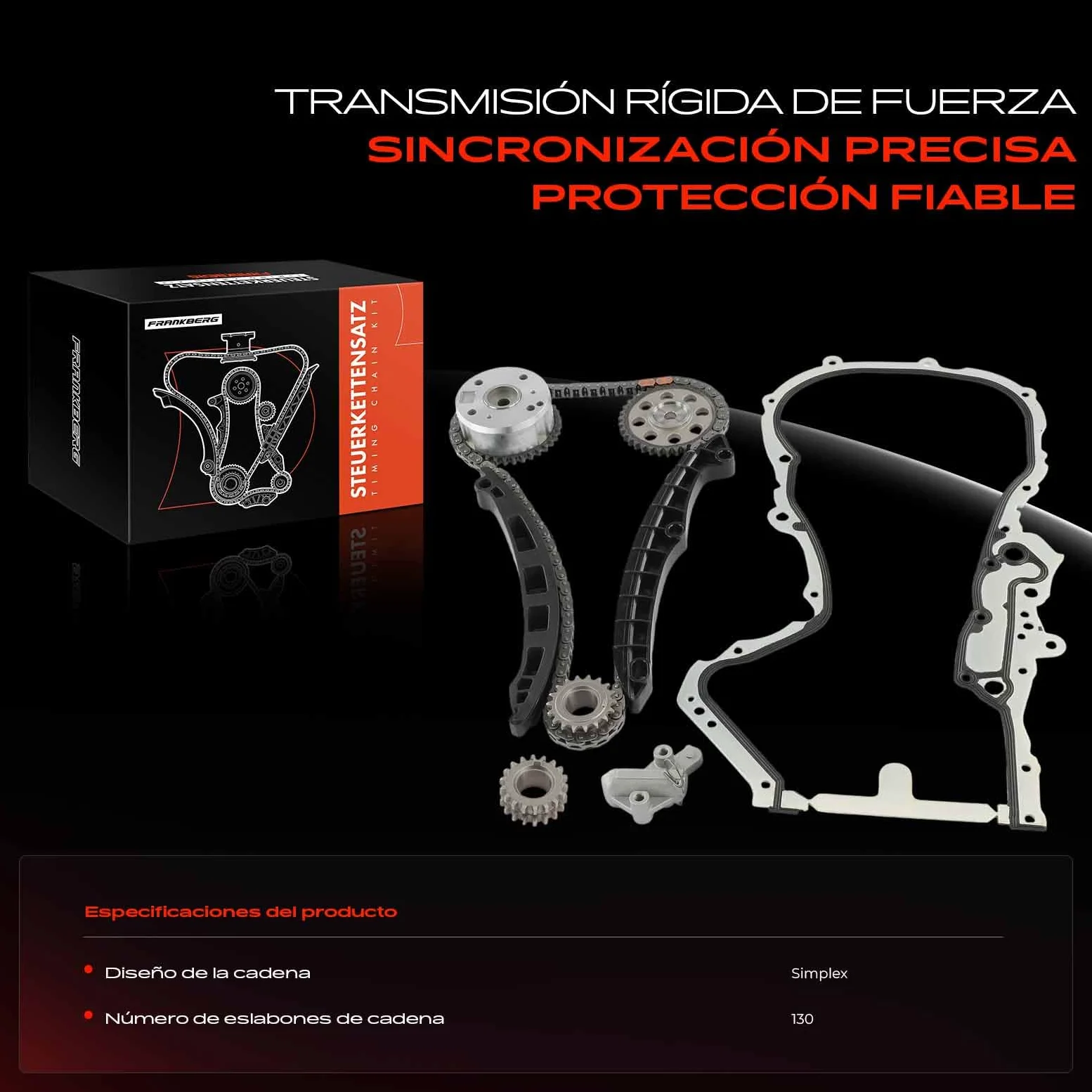 Frankberg Kit de cadena de distribución cadena de distribución | Compatible con: Altea XL 5P5 5P8, A1 Sportback 8XA 8XF, Habitación 5J7, NH3 rápido, CC 358, Golf Plus 521 5M1